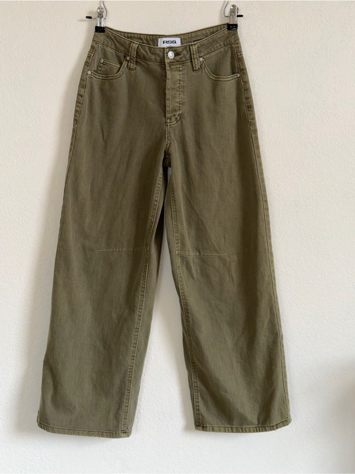 RSQ Olive Green Wide-Leg Utility Jeans