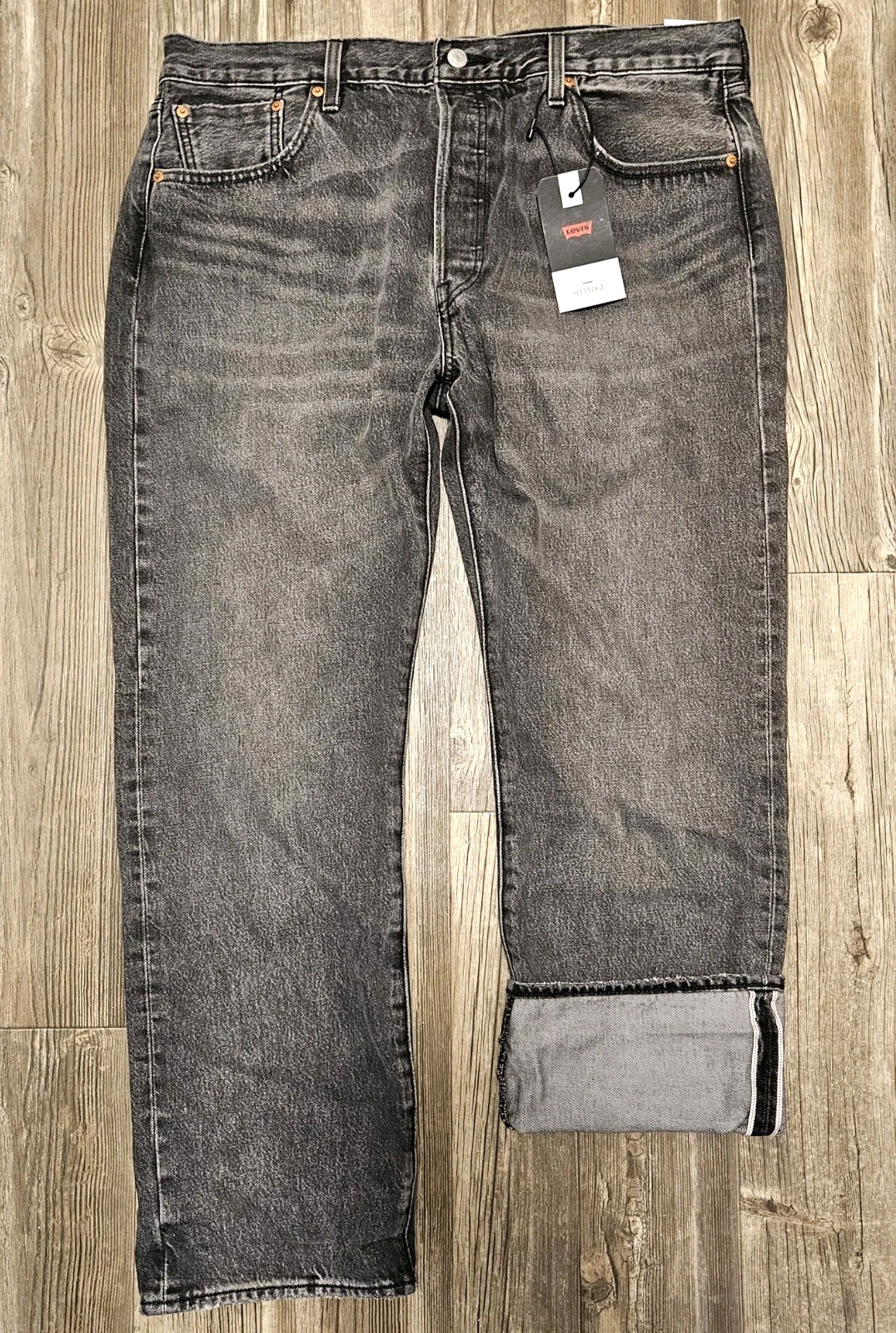 Levi’s 501 Premium Selvedge Straight Fit Denim Jeans Black Ash Men’s Sz 31 x 30