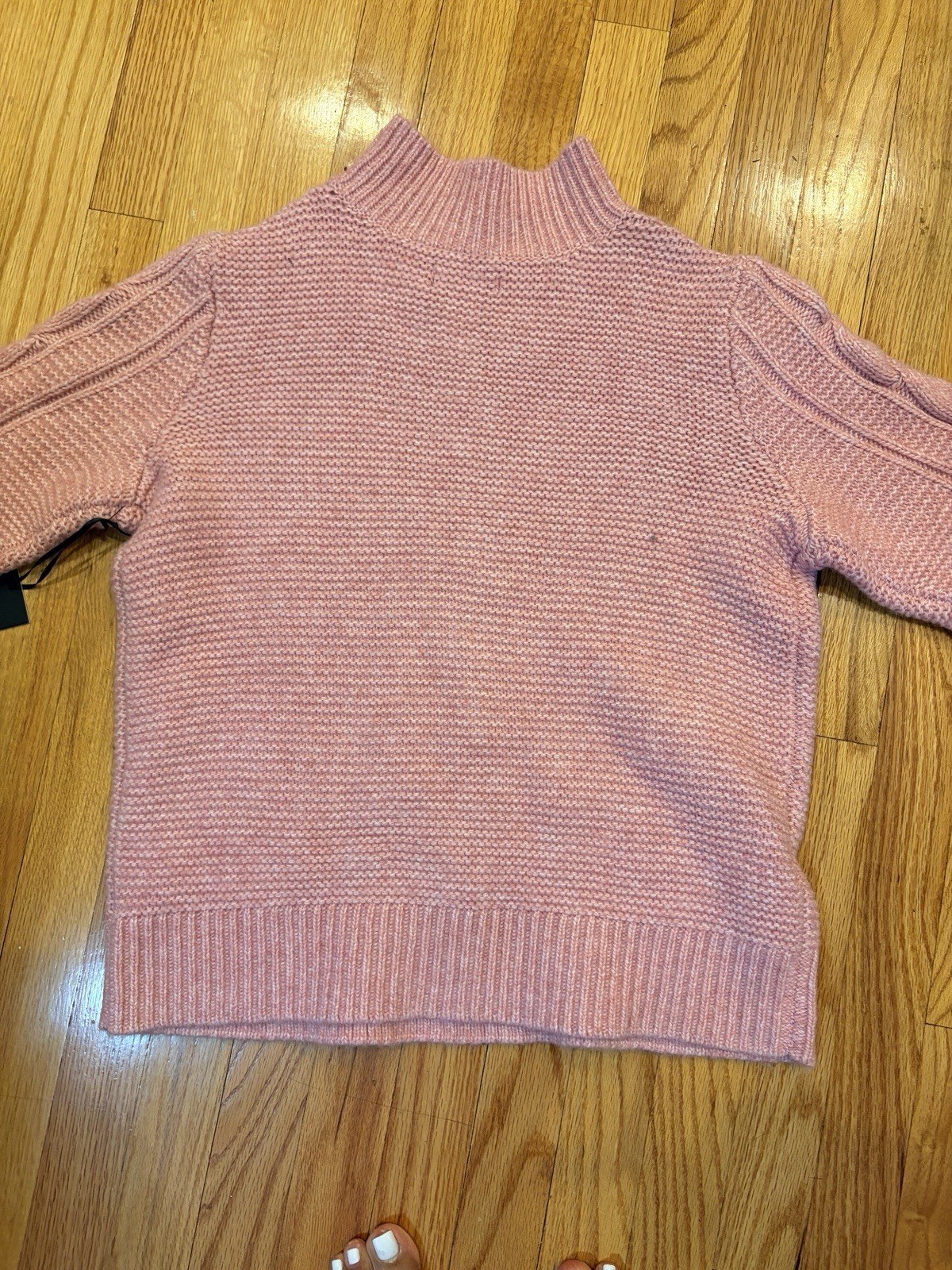 Simply Vera Vera Wang Pink Cable-Knit Mock Neck Pullover Sweater Womens M
