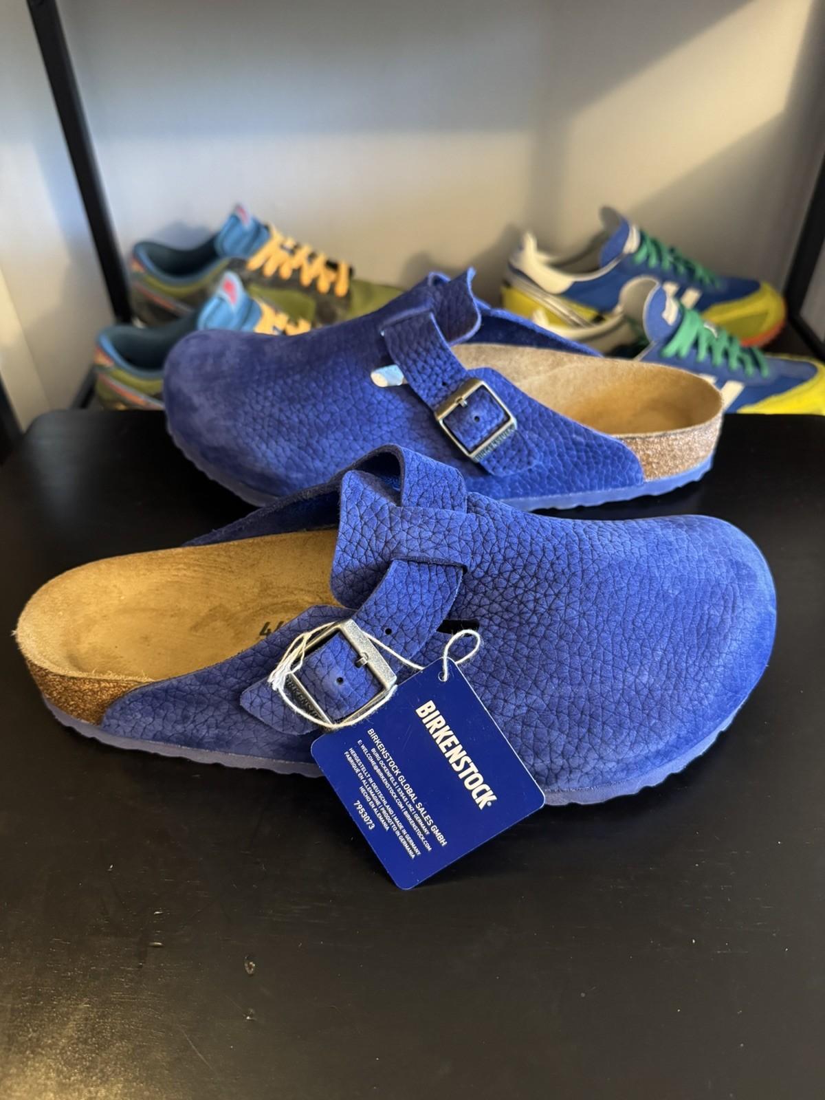 New – Birkenstock Indigo Blue Nubuck Boston BS Clogs 44 M11