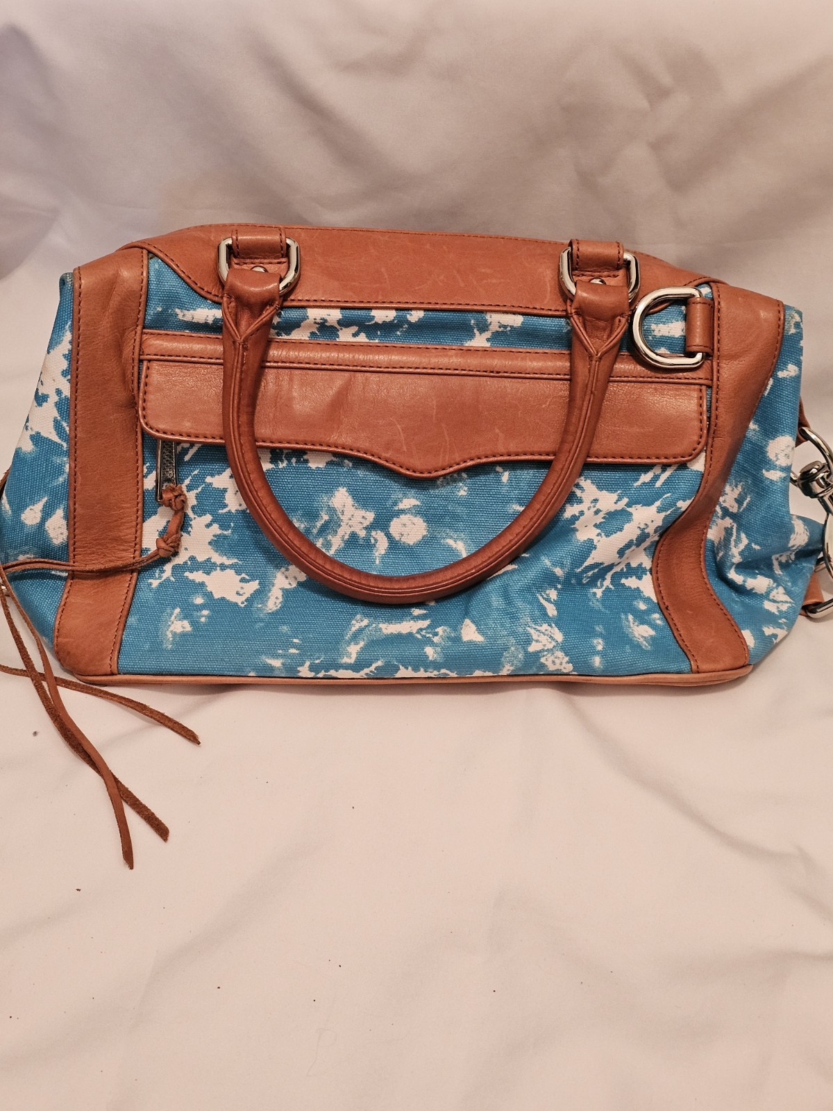 Rebecca Minkoff M.A.B Mini Satchel in Aqua, White and Tan* No Shoulder Strap*