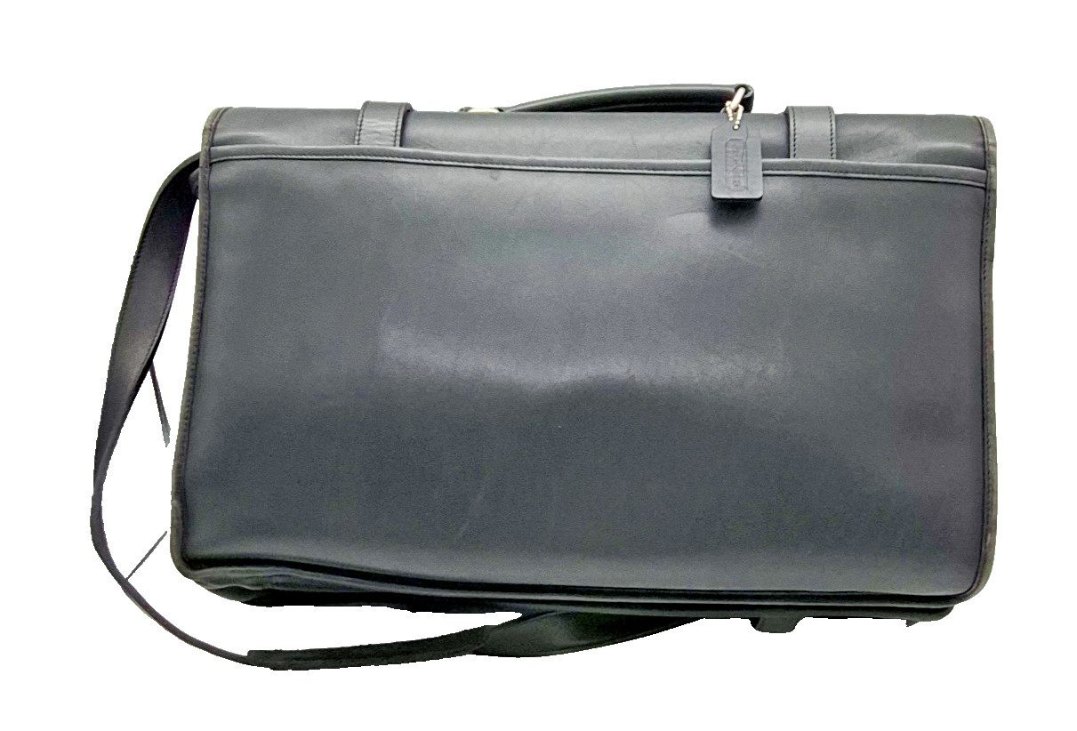 Vintage Coach Madison #5325 Black Leather Briefcase Messenger Laptop 2 Way Bag
