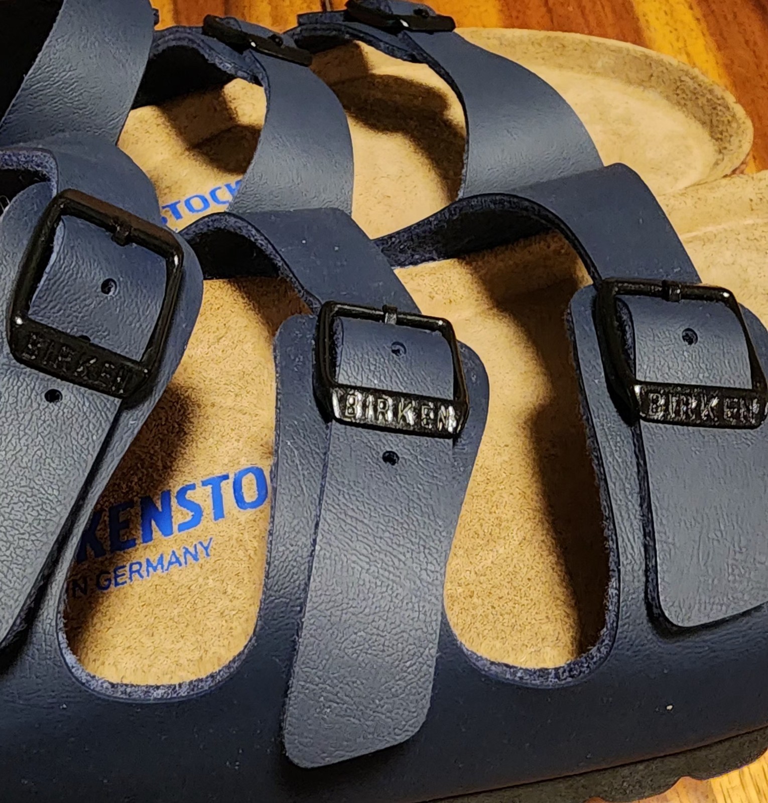 Birkenstock Florida Soft Footbed Birko-Flor Sandals Navy Blue EU 43 M10|W12 NWOB