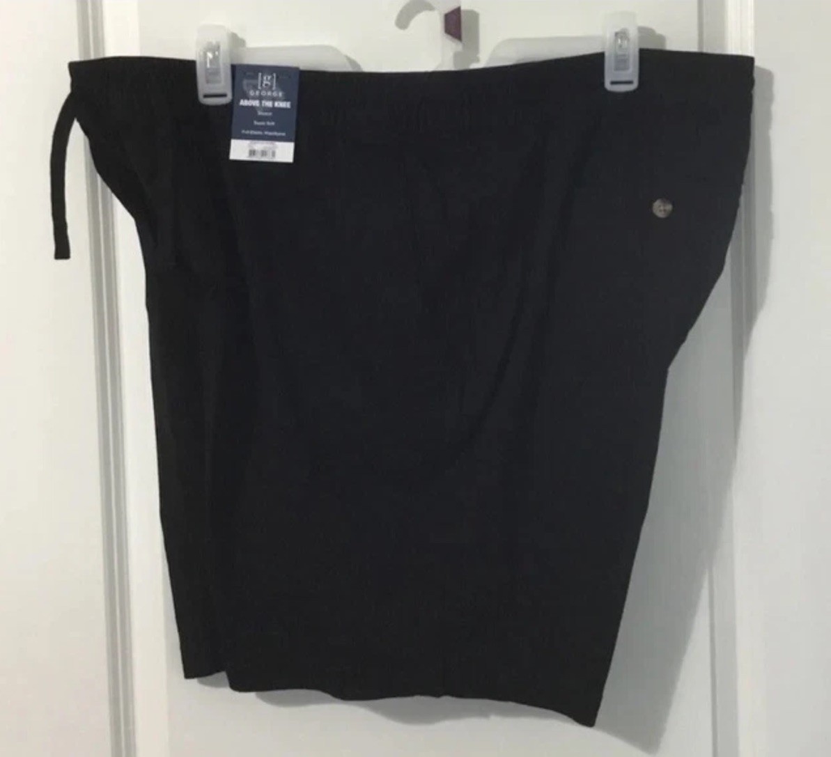 George Men’s Woven Pull On Shorts Black Elastic Waist 2XL (44-46) 7” Inseam NWT