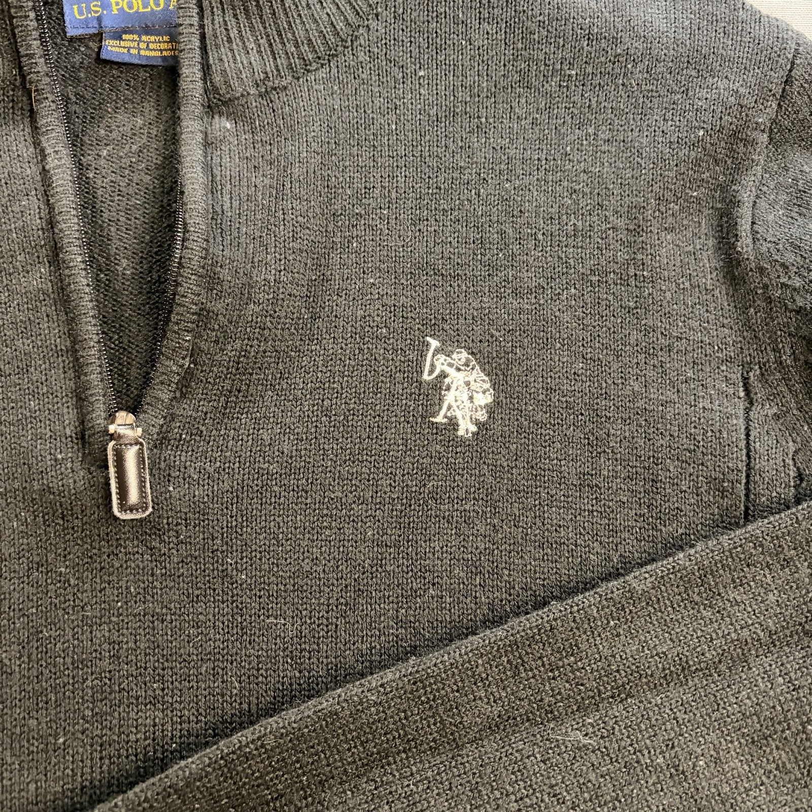 U.S. Polo Assn. Men’s Black Mock Turtle Neck 1/4 Zip Knit Sweater Size M