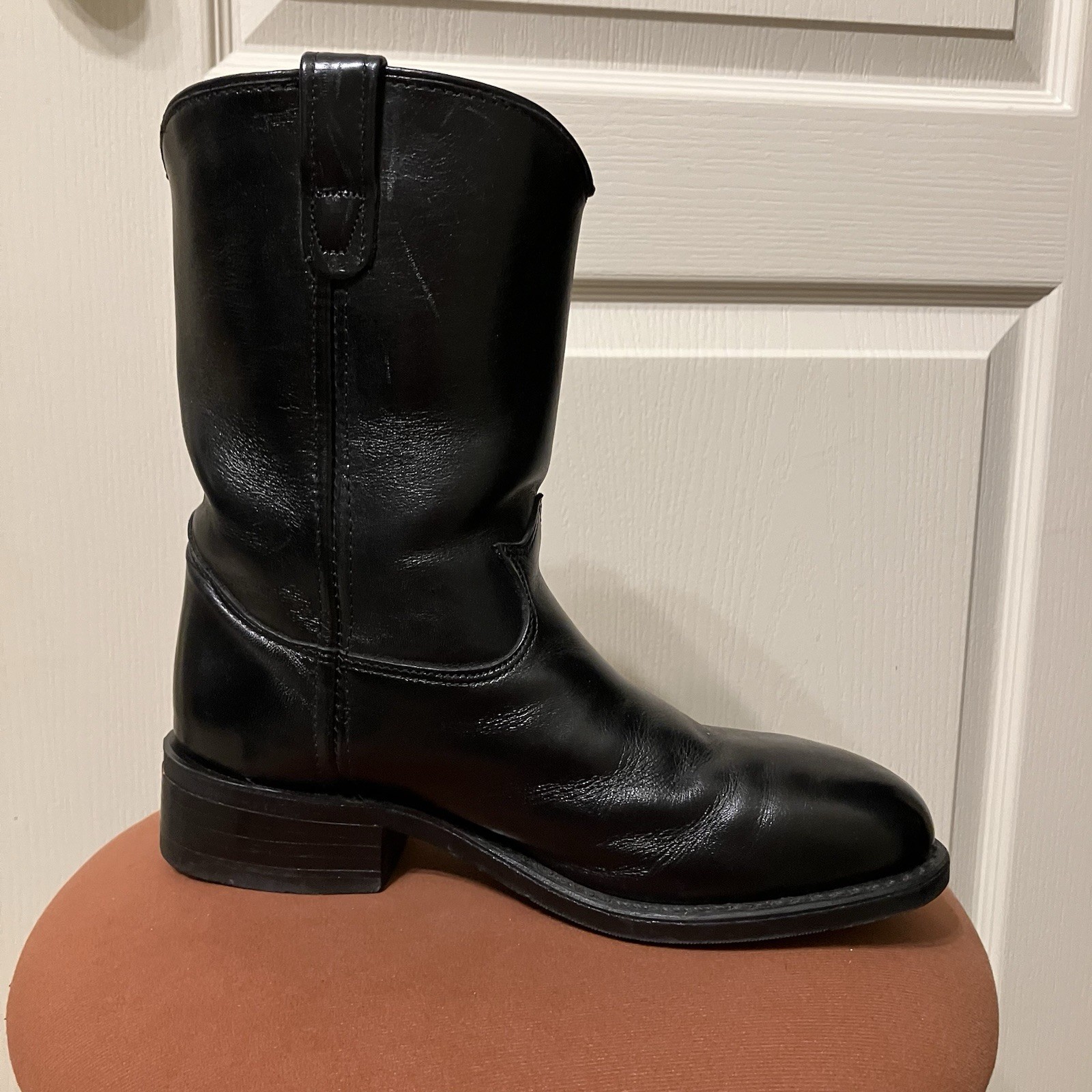 Vintage IRON AGE Boots STEEL TOE Black BIKER Western – Sz 8 EE Made in USA