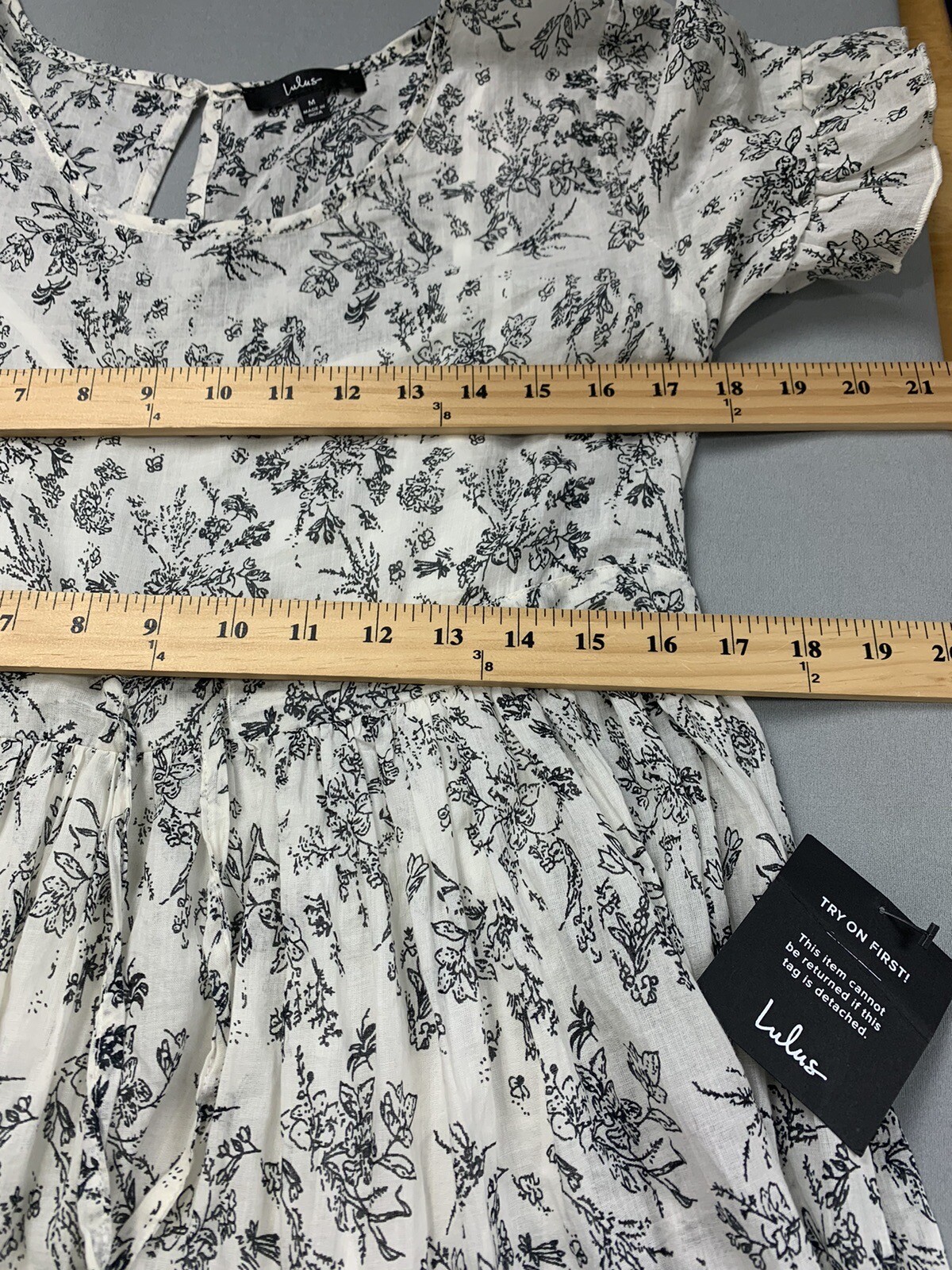 LULUS Womens Dress Medium Floral Spring Easter Maxi Peasant Wedding Fairy White