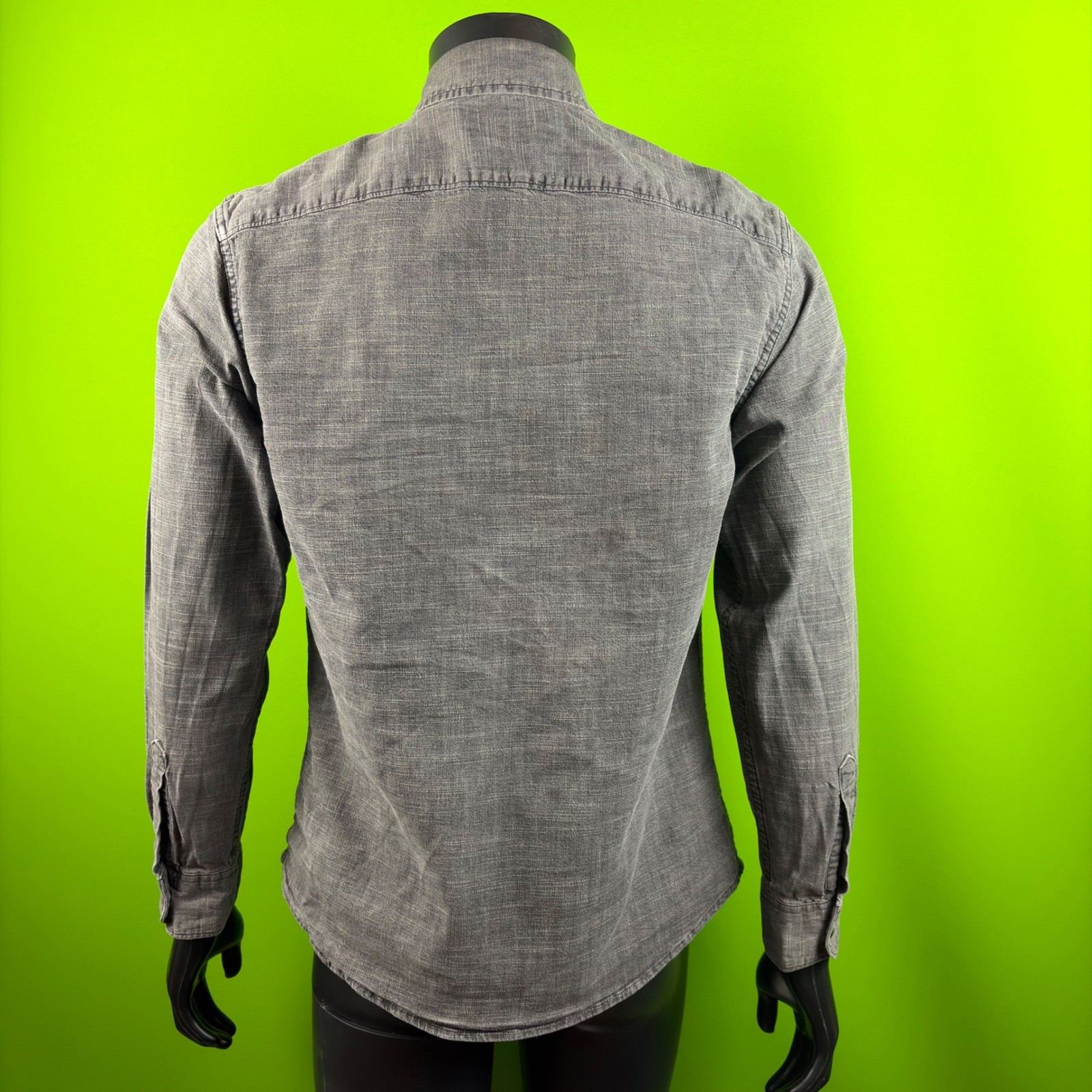 Wrangler Mens M Black Denim Flex Slim Fit Western Snap Shirt JLD4YWA