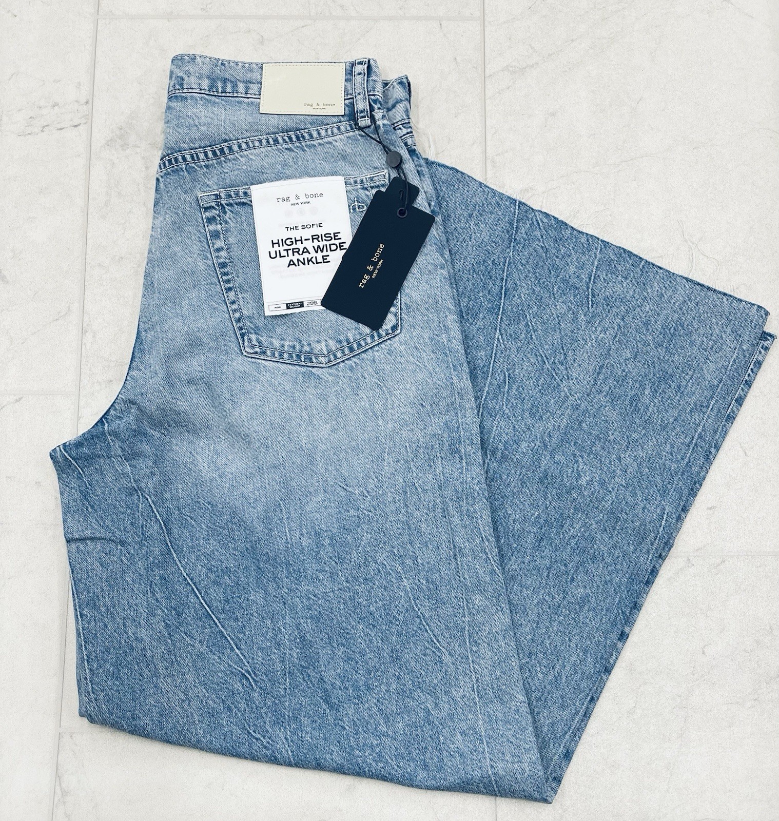 NWT Rag & Bone $278 The Featherweight Sofie High Rise Wide Leg In Mira Size:26