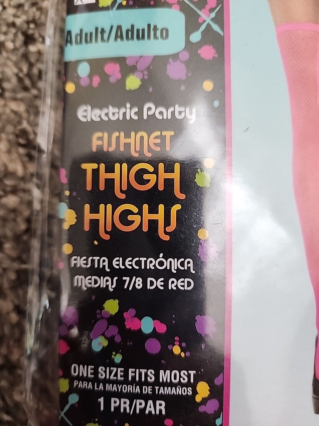 Electric Party Hot Pink Fishnet Thigh Highs Adult One Size Fit Most
