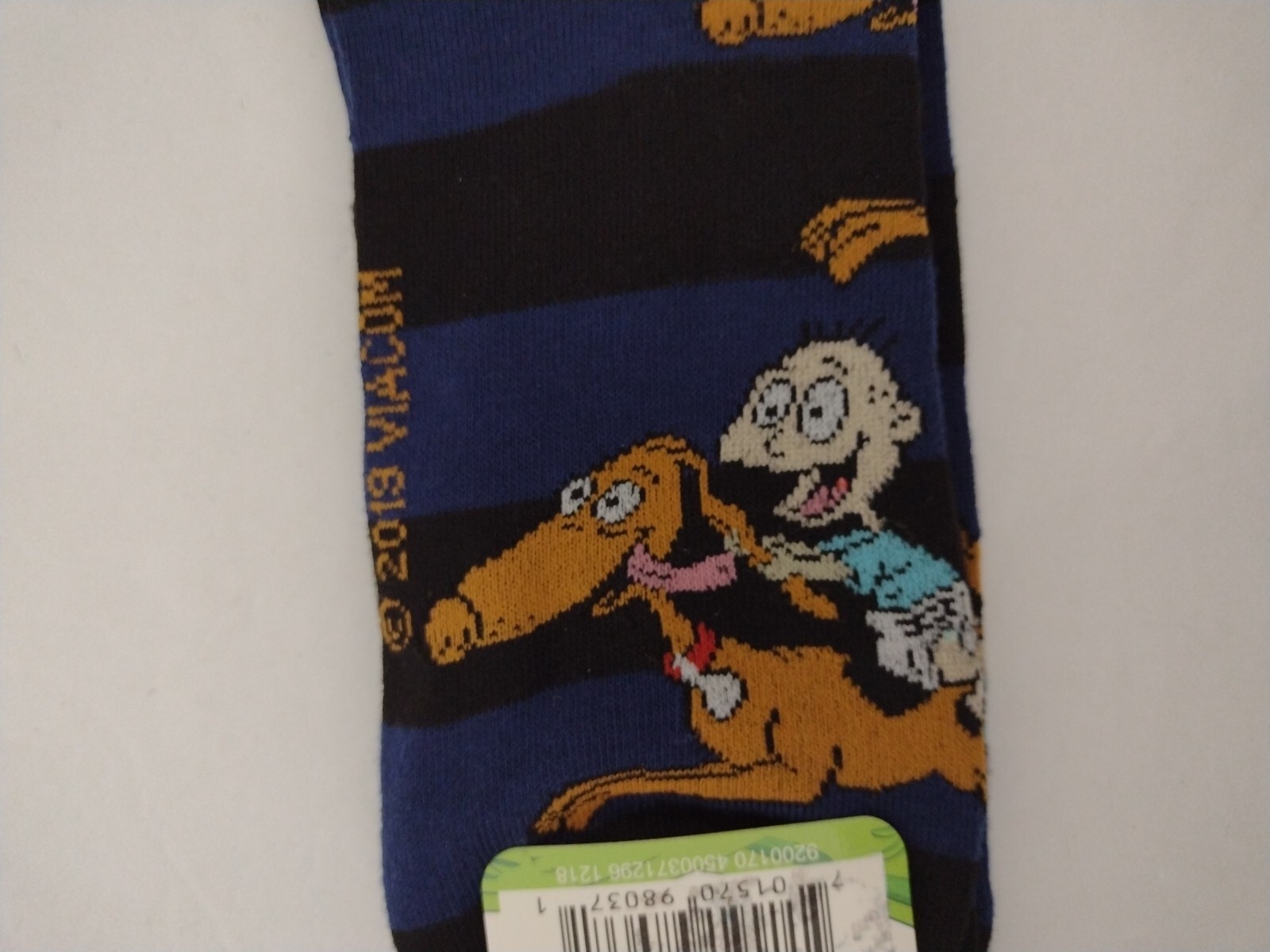 Nickelodeon Rugrat Socks 2 Pair Tommy Pickles and Spike the Dog Striped Retro