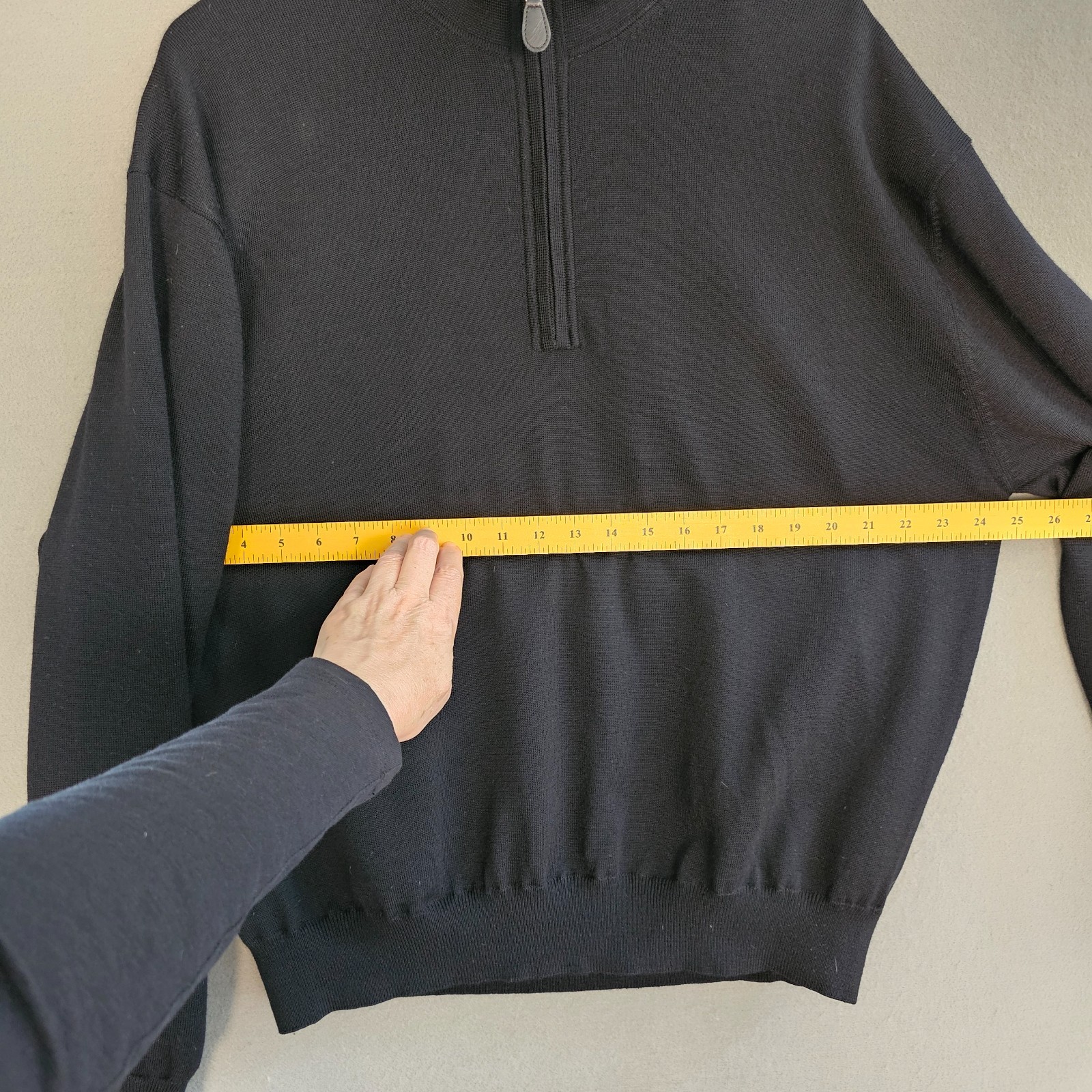 Fairway & Greene 100% Wool Quarter‑Zip Sweater Black Lined Vintage Hong Kong