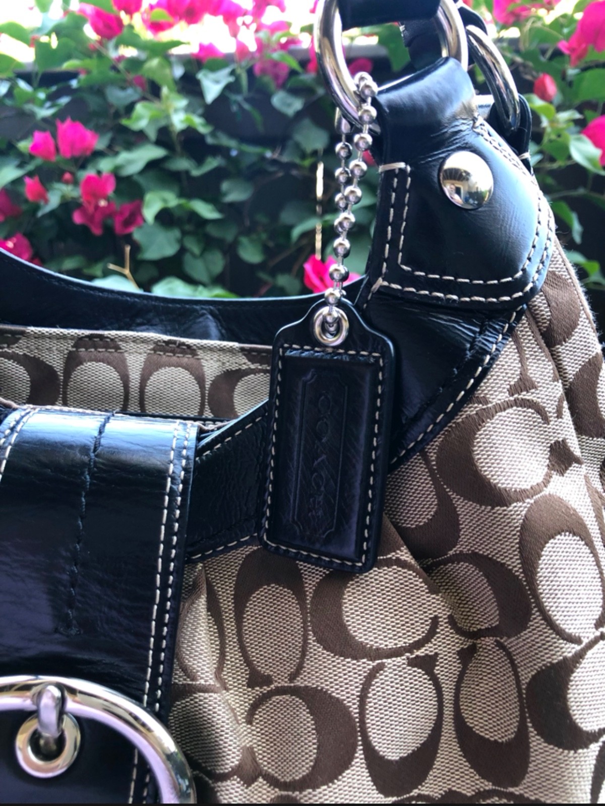 Coach Soho Lynn Large Hobo Shoulder Y2K Bag Brown Canvas F15083