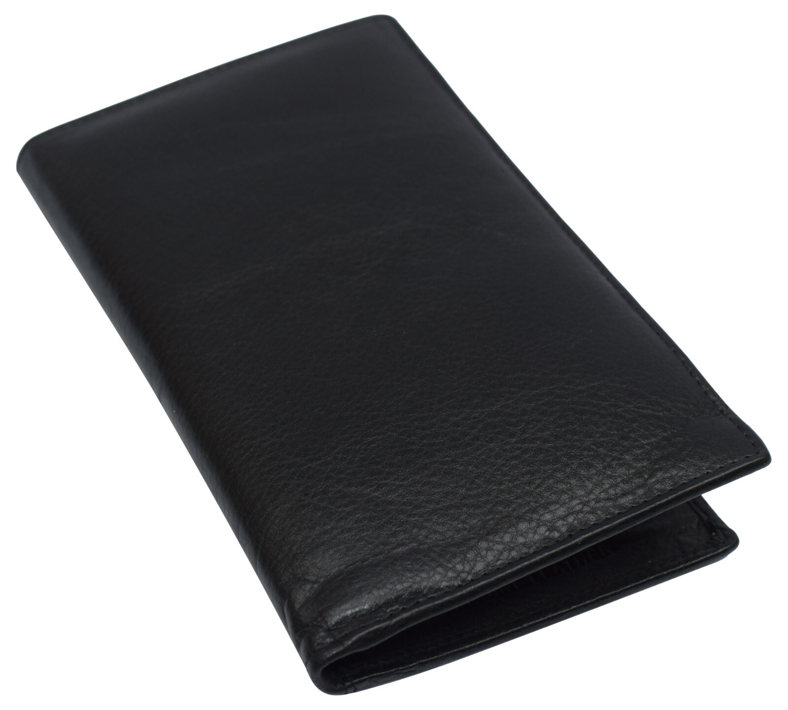 Black Genuine Leather Long Bifold ID Credit Card Money Holder Wallet Organizer.