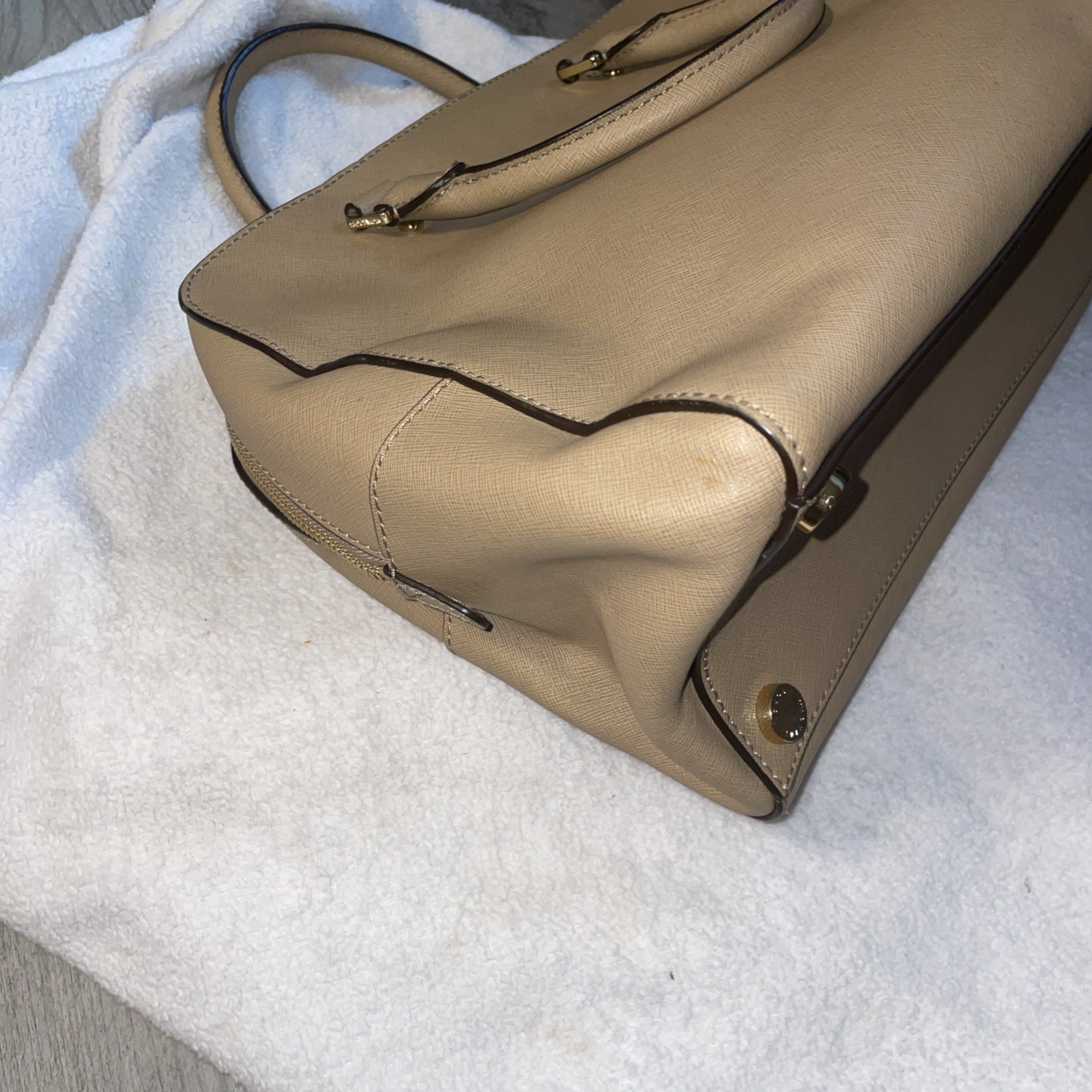 MICHAEL KORS SAVANNAH Tan LARGE SATCHEL LEATHER NWOT msrp: $398