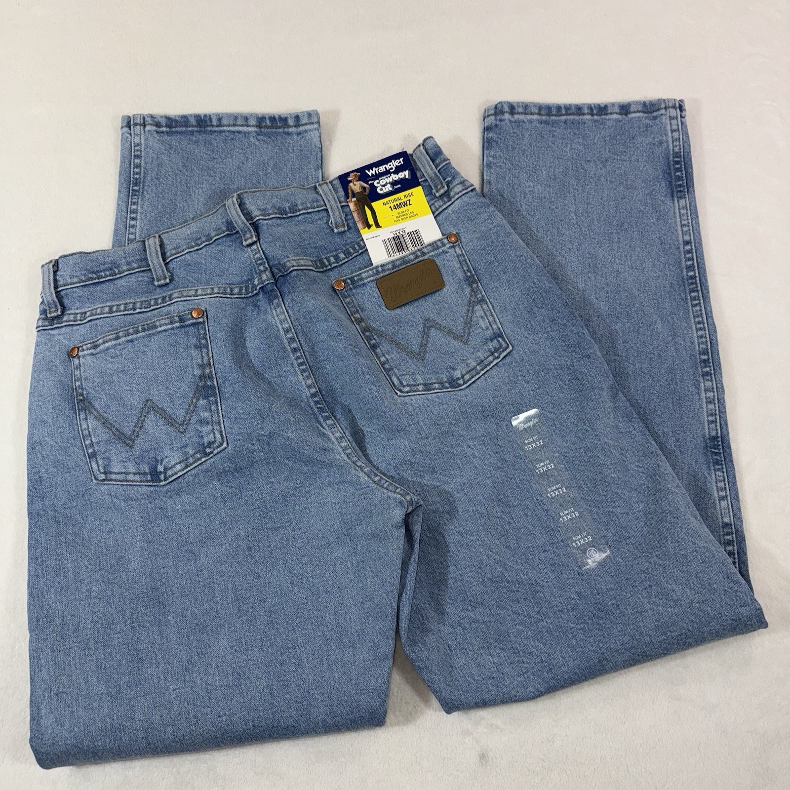NWT Wrangler Slim Fit Tapered Boot Cut Jeans Womans Sz 13X32 Cowgirl 14MWZ Blue