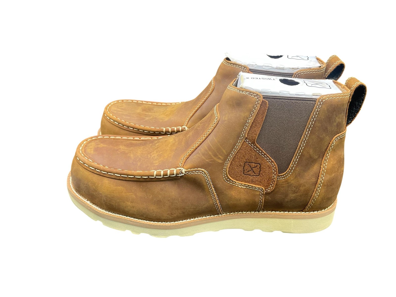 Twisted X Men Work Chelsea Boot MCAN001 4″ Sole Boot Oiled Saddle Size 12 M