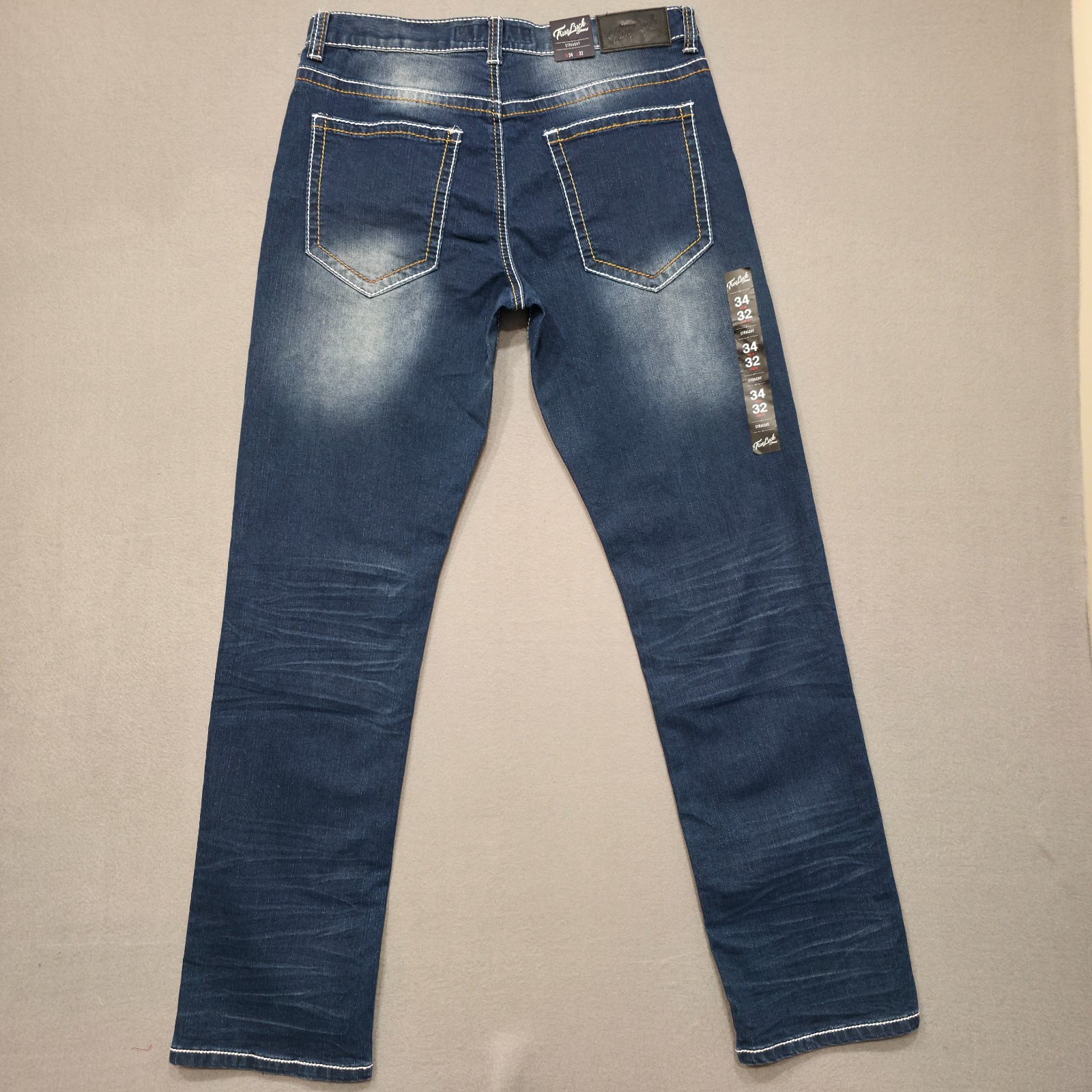 True Luck Men’s Stretch Straight Denim Blue Jeans Size 34×33.5 NWT