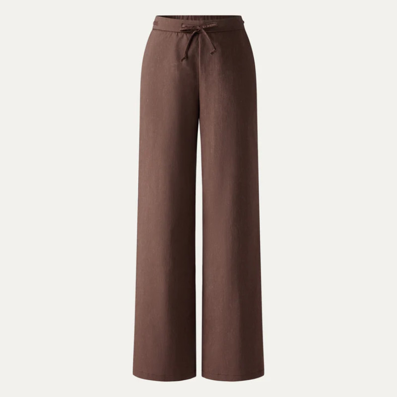 OGL Linen Drawstring Wide Leg Pant with Pockets – Walnut Brown