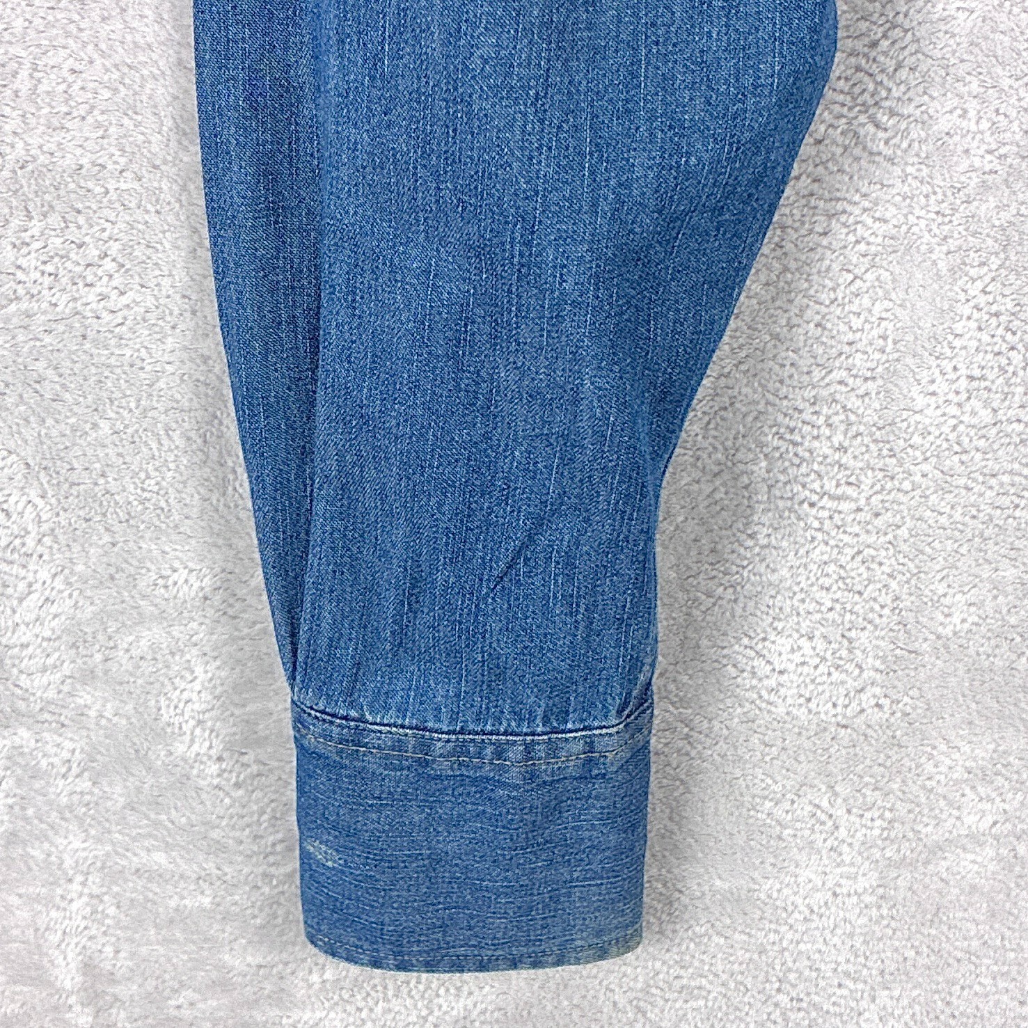 VTG Request Denim Shirt Mens S Snap Preppy Western Yoke Cowboy Workwear 90s