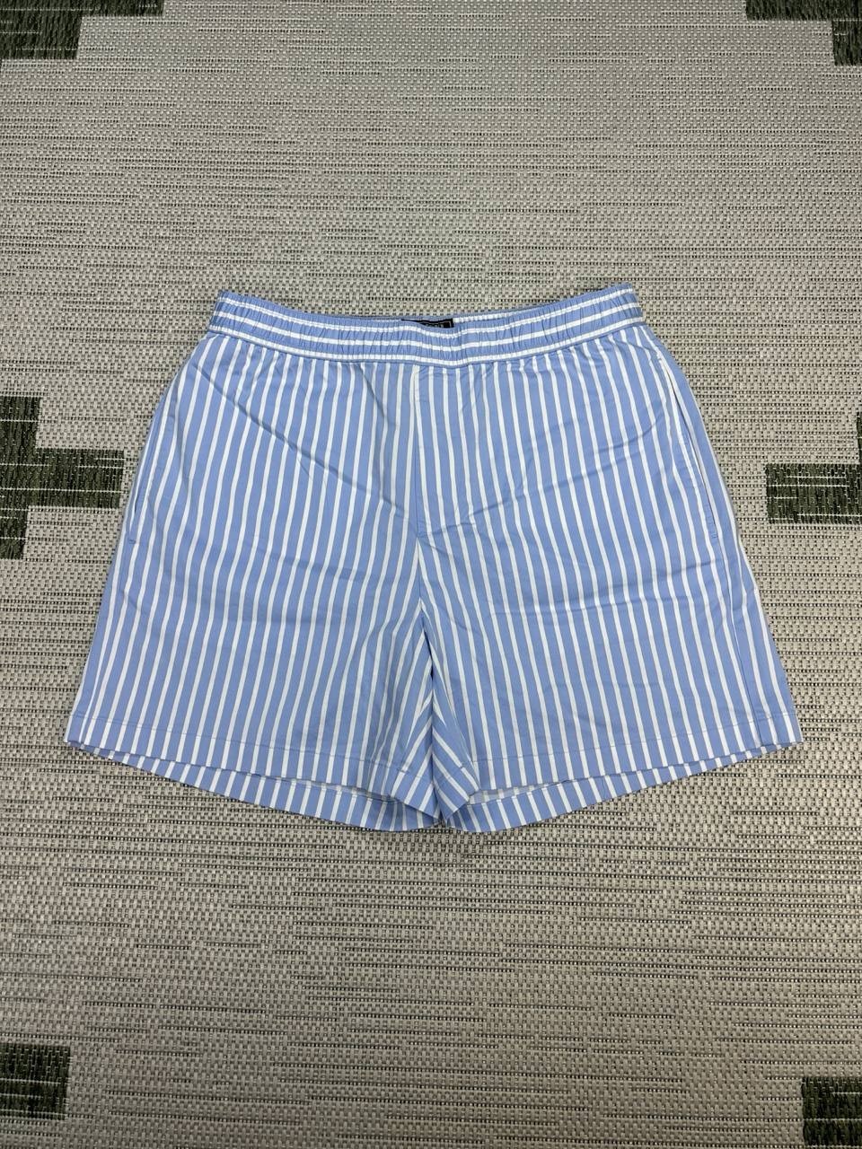 Todd Snyder 5 Inseam Striped Poplin Shorts Mens Small Blue Cotton Stretch New