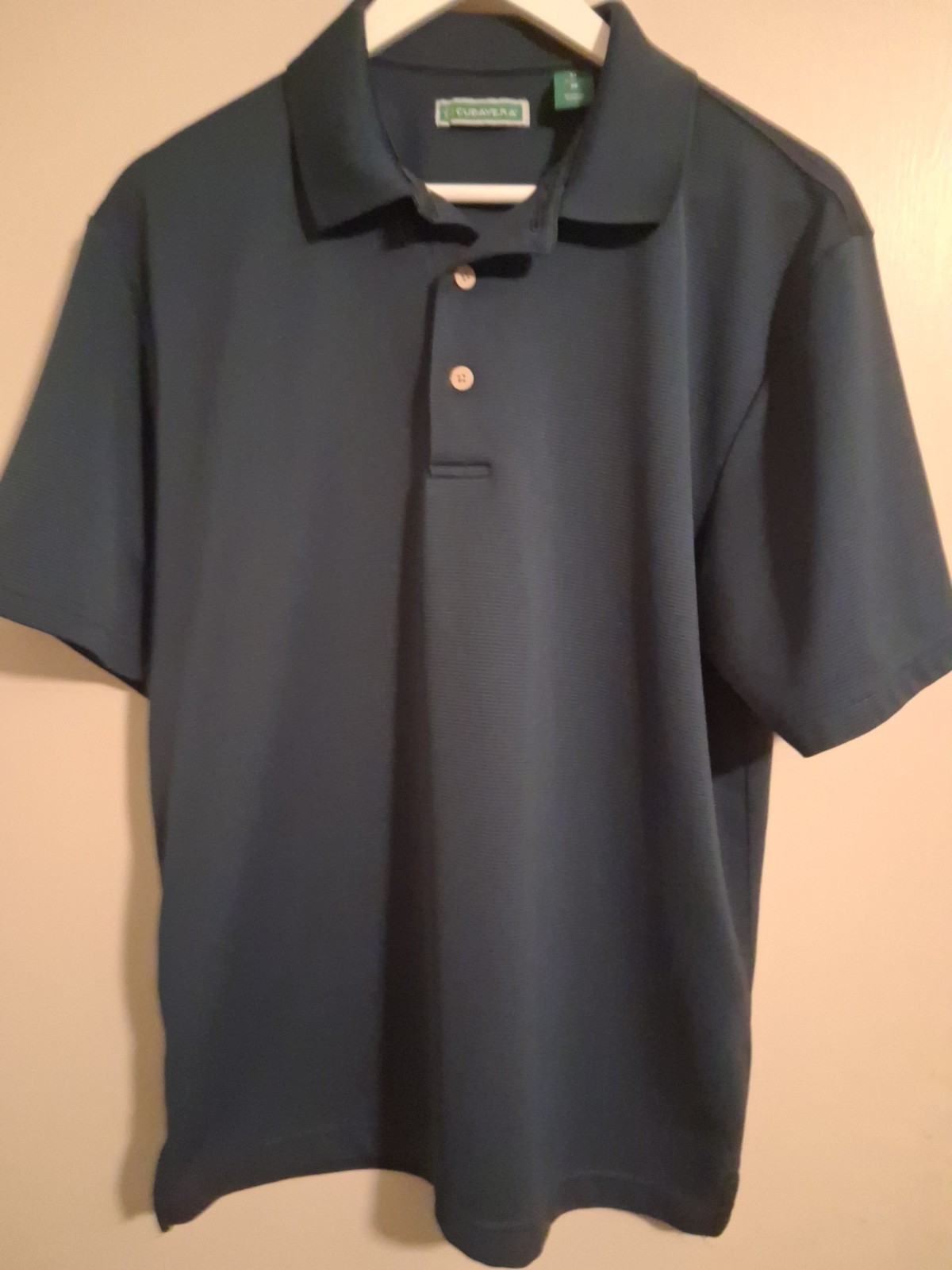 Cubavera Men’s Polo Shirt Blue Solid Short Sleeve Collared Button M