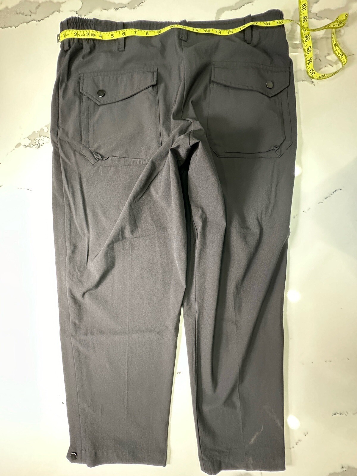Paskho Sanctuary Cropped Pleated Stretch Tech Travel Pants Dark Black Size XL