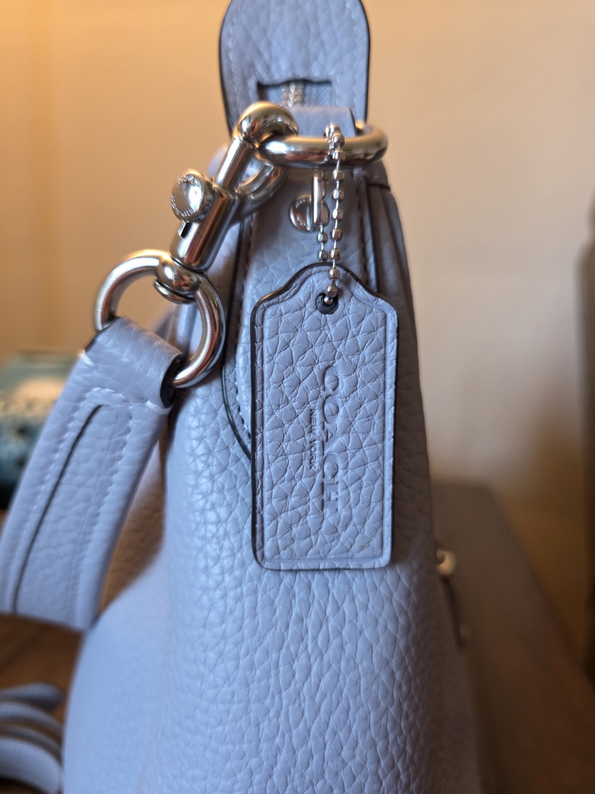 COACH Cary Shoulder Bag Blue Grey CC435 Leather