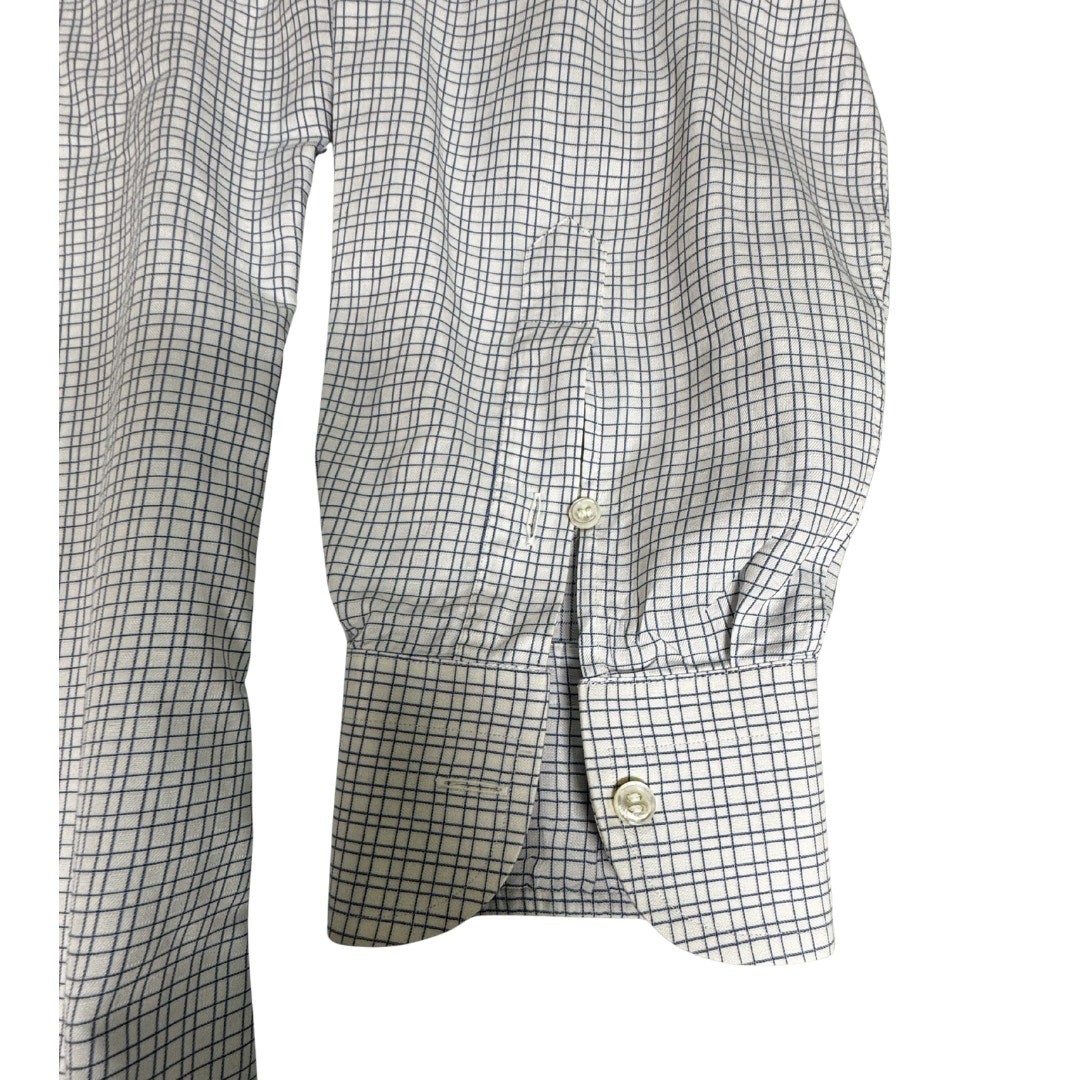 Brioni Dress Shirt Men’s 16.5 White Blue Check Luxury Cotton