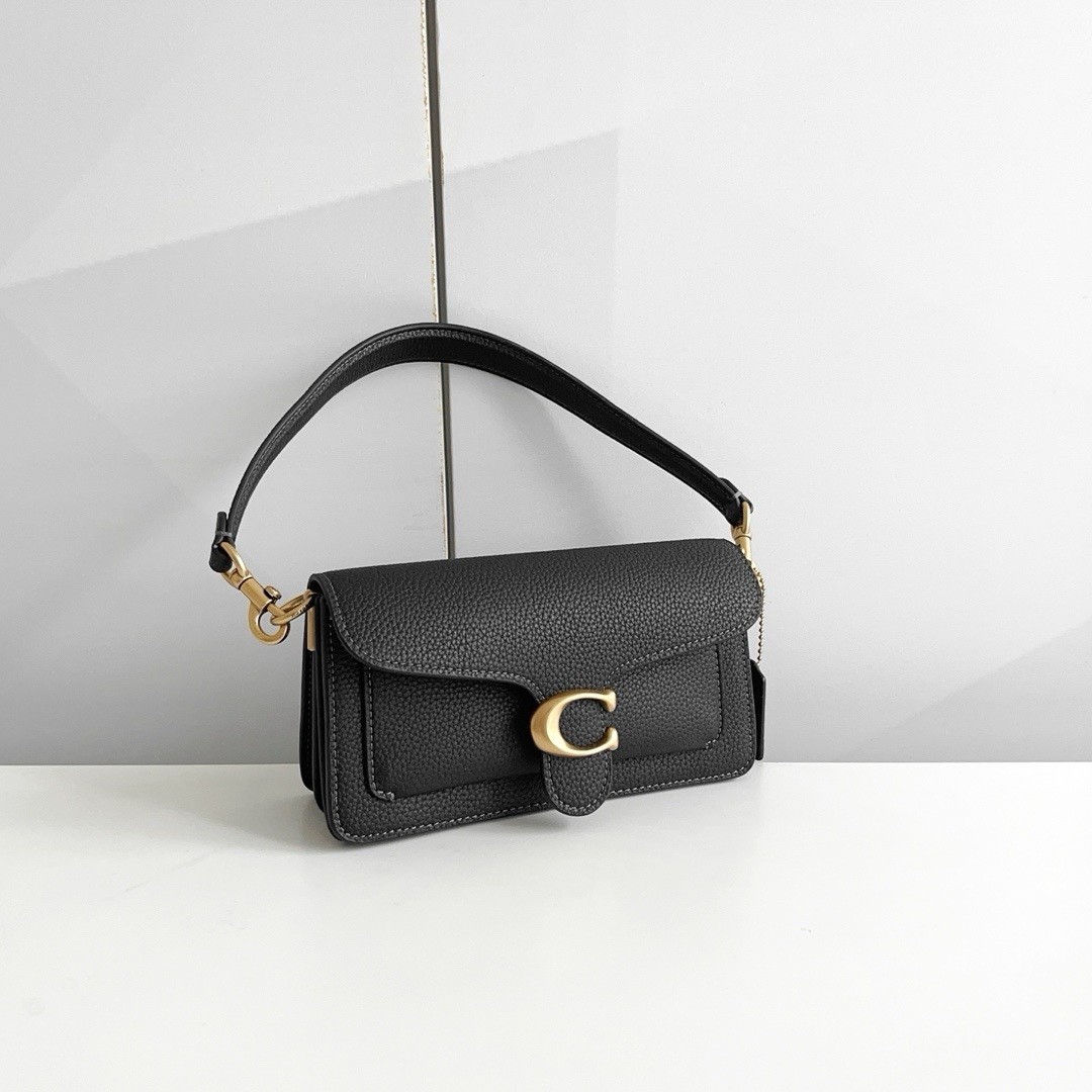 COACH Tabby Shoulder Bag 20 CM546 Pebbled Leather Black Crossbody Handbag New