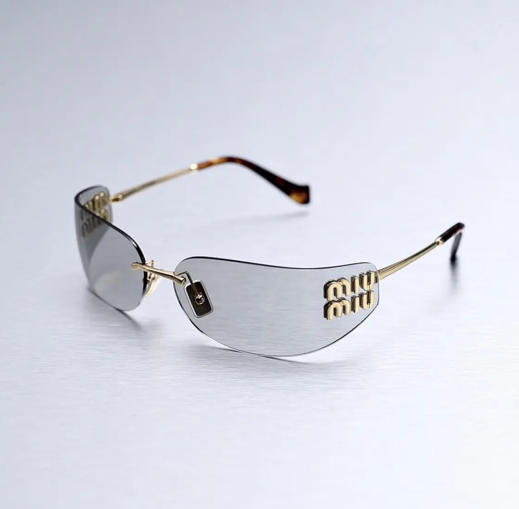 Miu Miu MU A51S 5AK50K Unisex Rectangle Sunglasses in Gold/Gray Lens (PAKAGING)