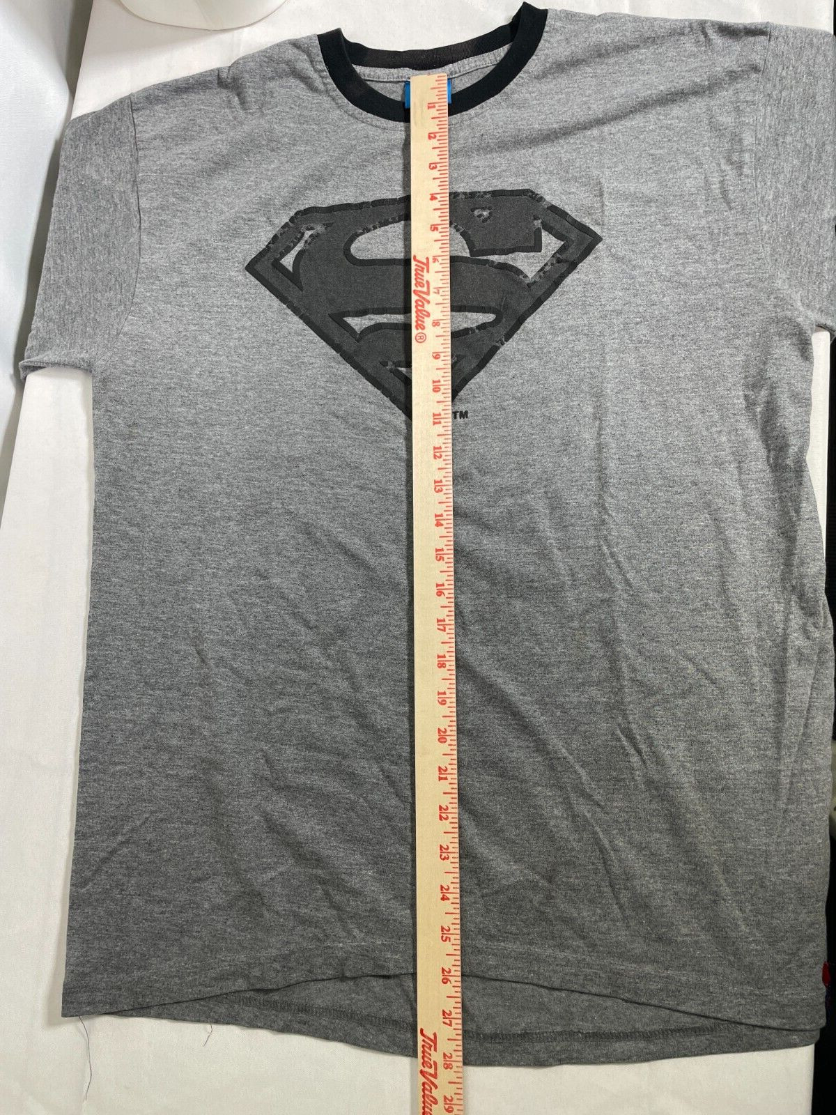 Superman Black Logo Grey Ringer T-Shirt Men’s XXL