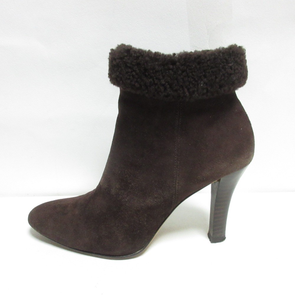BROOKS BROTHERS Boa Chunky Heel Short Boots 9.3″” Brown Women USED