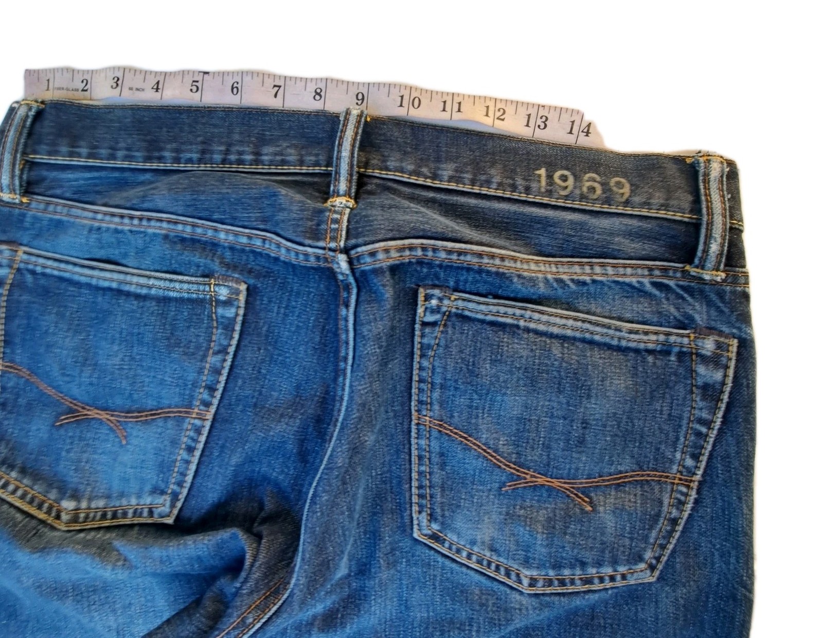 Men’s Gap 1969 Straight Fit Selvedge Cotton Denim Button Fly Blue Jeans