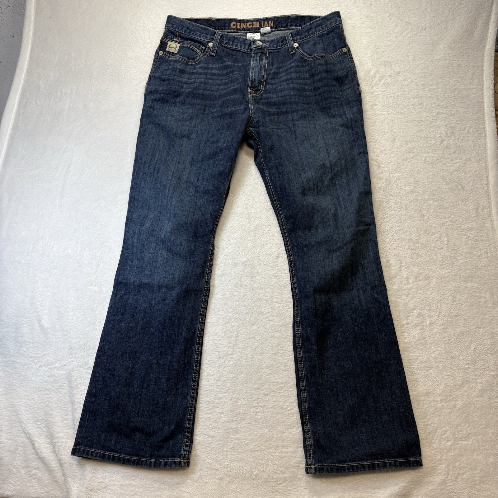 Cinch Jeans Men’s 35×32 Dark Stonewash Ian Stretch Mid Rise Slim Fit Boot Cut