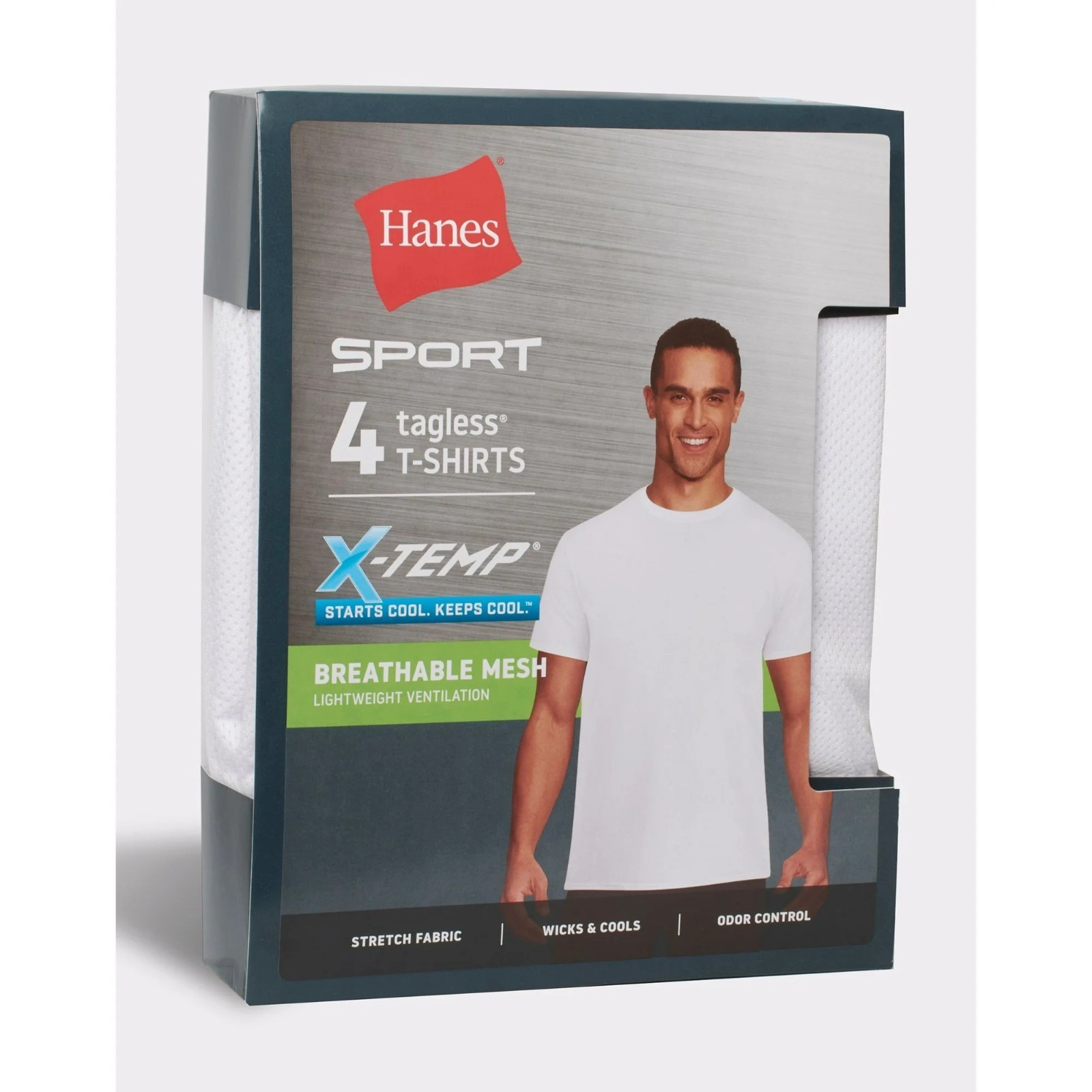 Hanes® Ultimate® Men’s 4-Pack X-Temp Mesh Crew-TEE “SPORT-TAGLESS®-KEEPS-COOL”