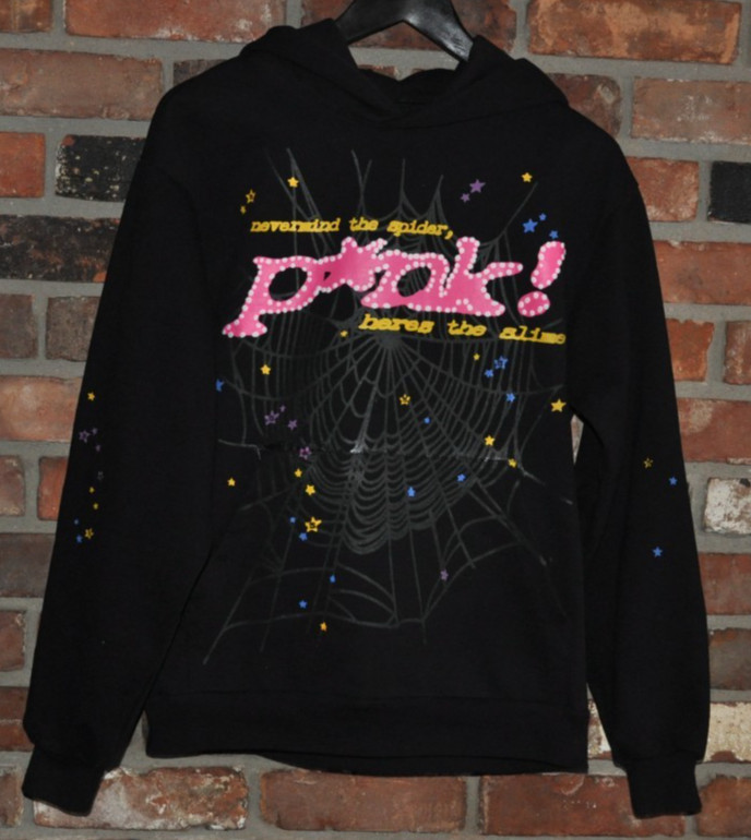 Sp5der P*nk nevermind the spider Black Hoodie Sweatshirt RN#162474 Cotton Small