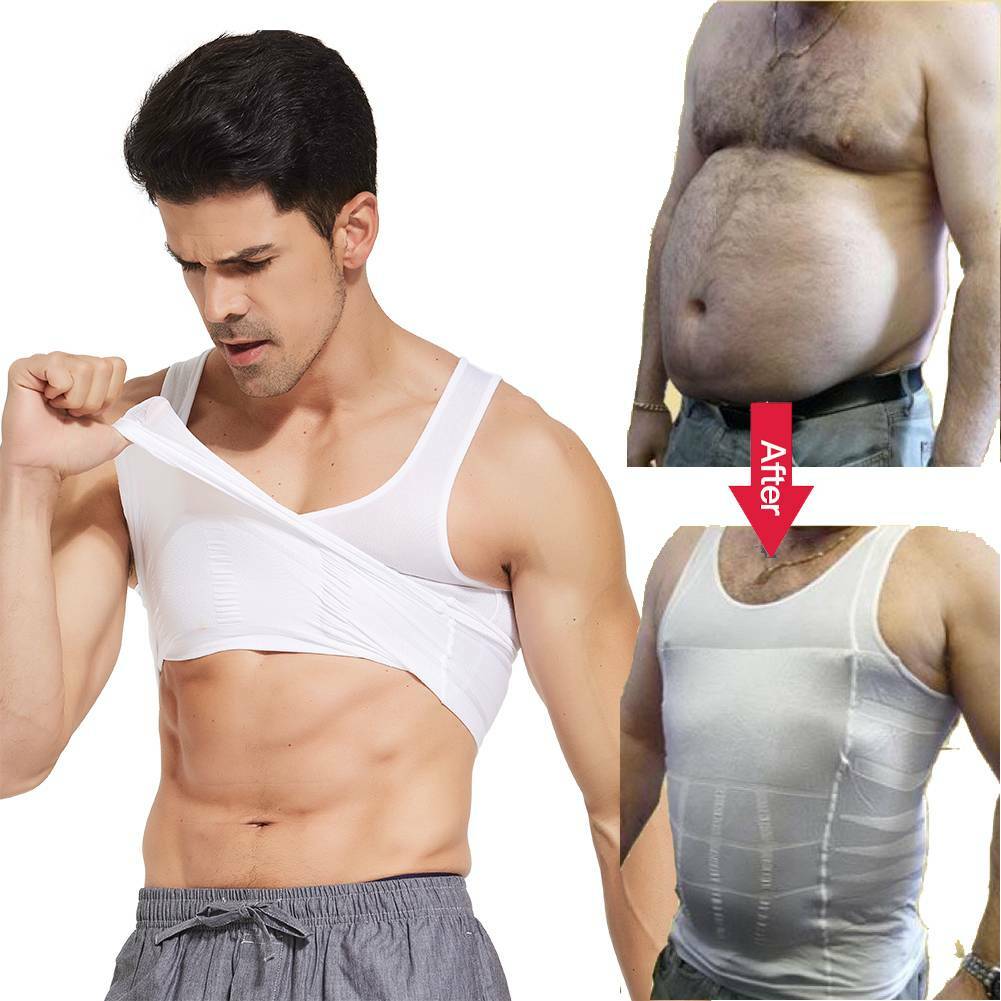 Men Slimming Body Shaper Posture Corrector Vest Abdomen Compression Tops T-Shirt