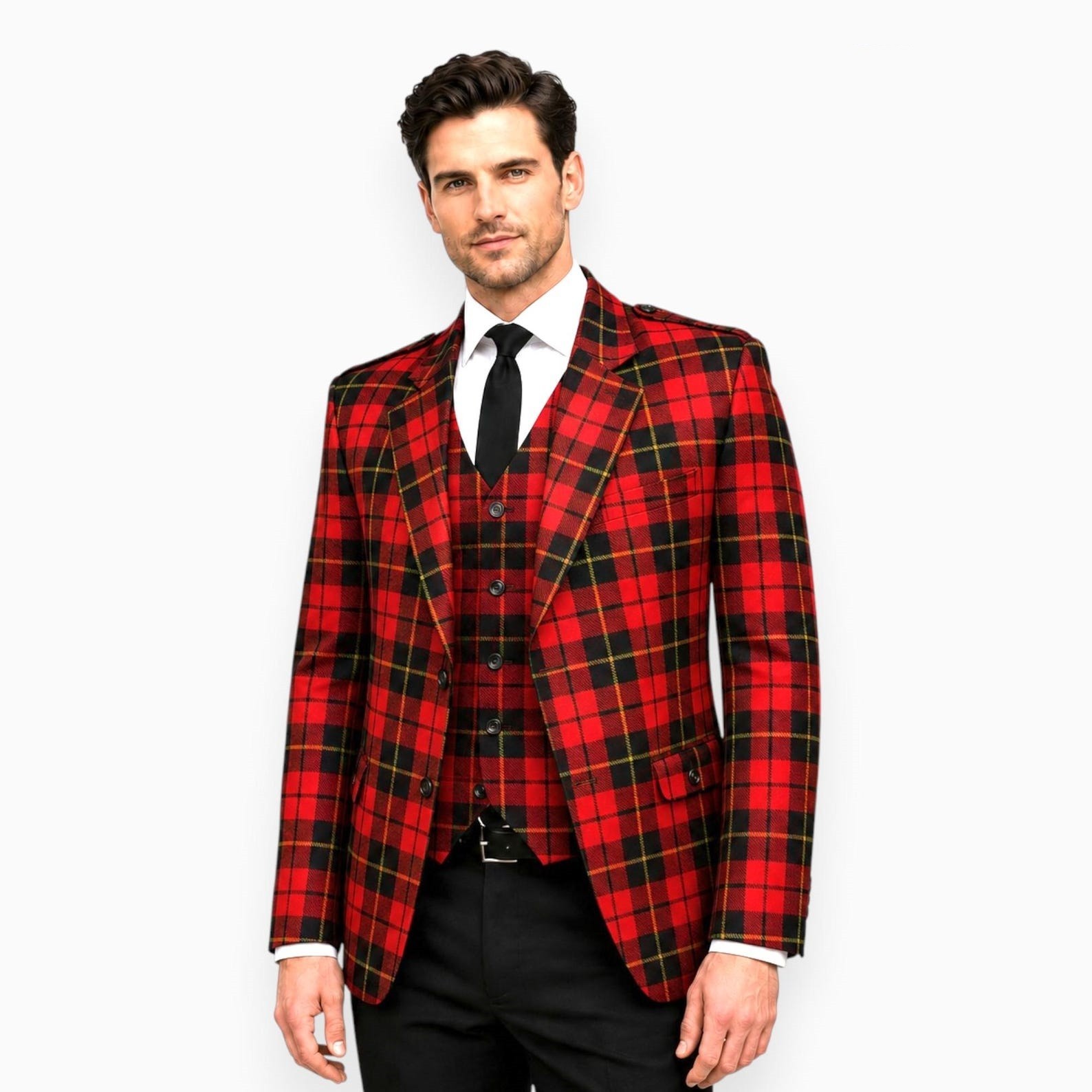 Men’s Scottish Tartan Jacket with 5 Button Vest Available In 40+ Tartan Color