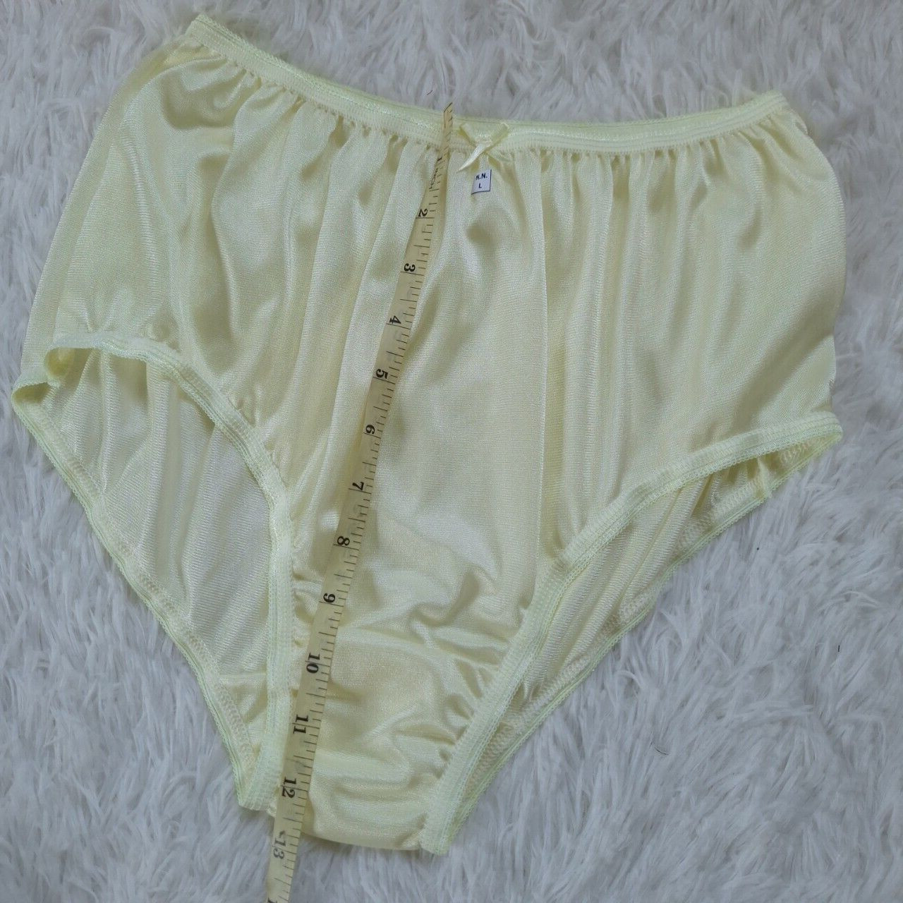 7pc Yellow Nylon Panties Underwear Silky Soft Smooth Briefs Full Waist 30″-36″ L