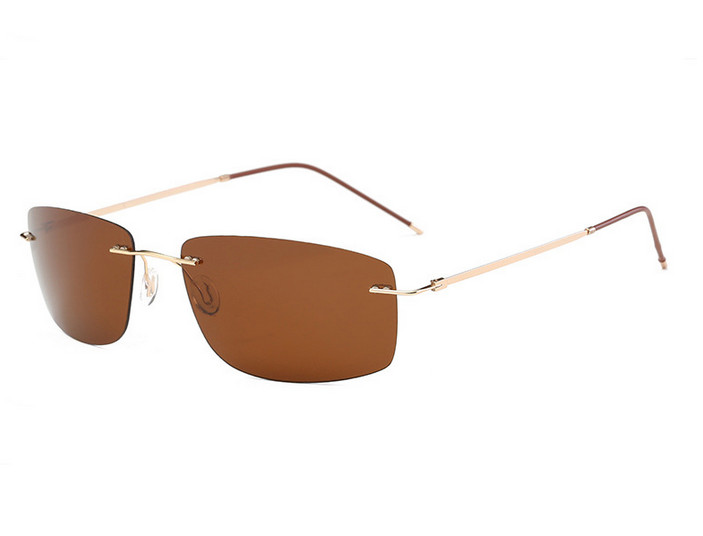 Ultra Light Memory Rimless Titanium Alloy Polarized Driving Sunglasses For Men