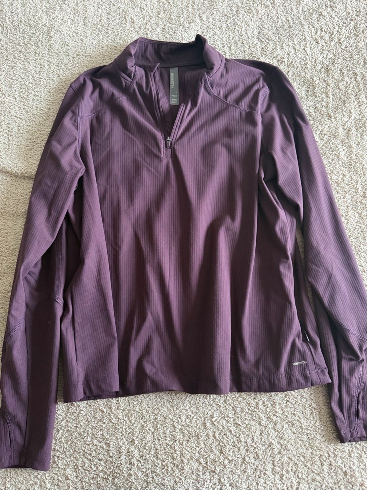 Mondetta Maroon Ribbed 1/4 Zip Pullover Jacket Large Thumbholes Athletic