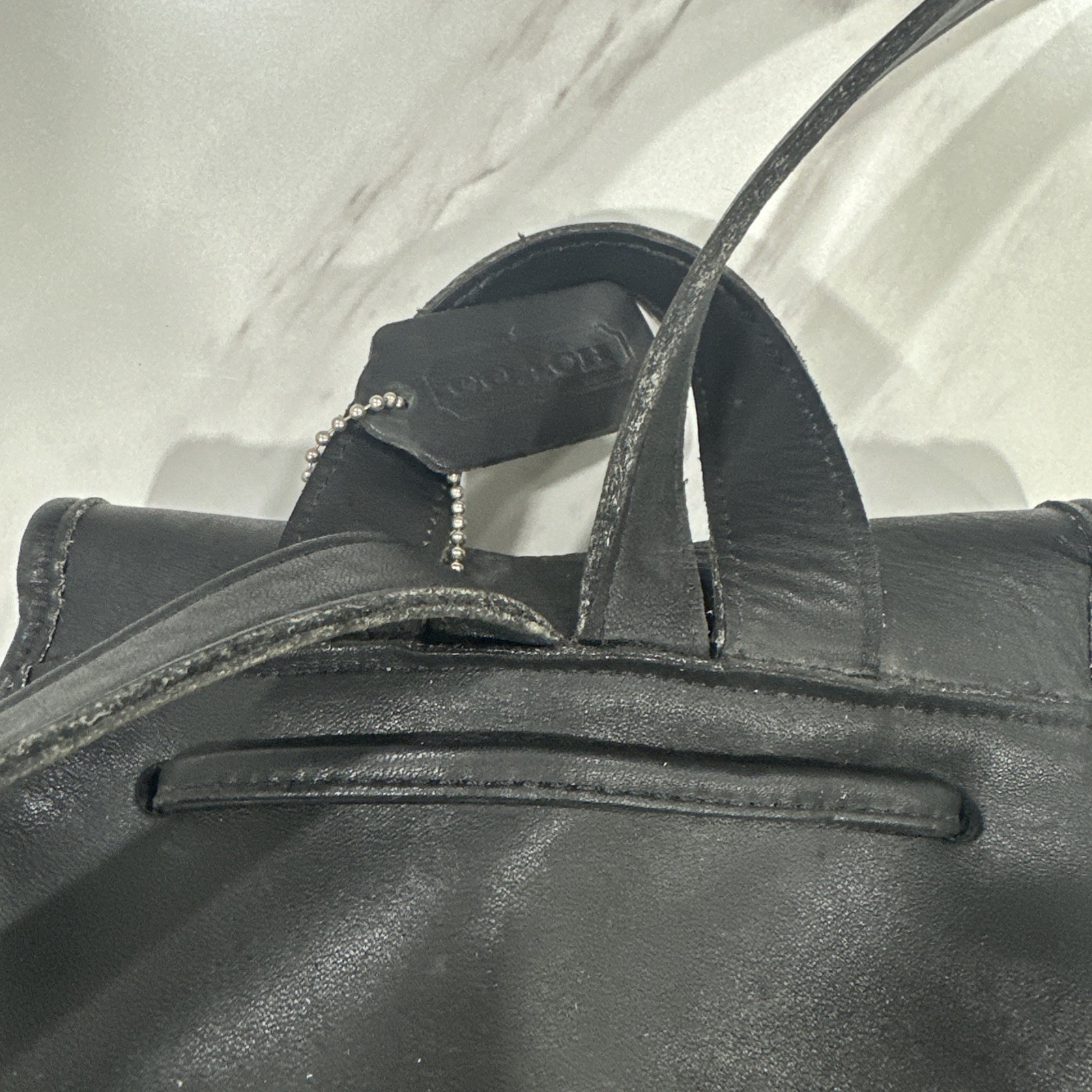 COACH Vintage 9791 Black Leather Backpack “The Daypack” Drawstring Turn-lock