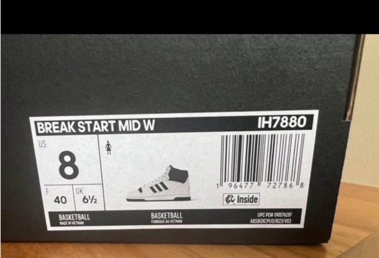adidas Break Start Mid W Women’s Mid Top Leather Sneaker White/Black IH7880