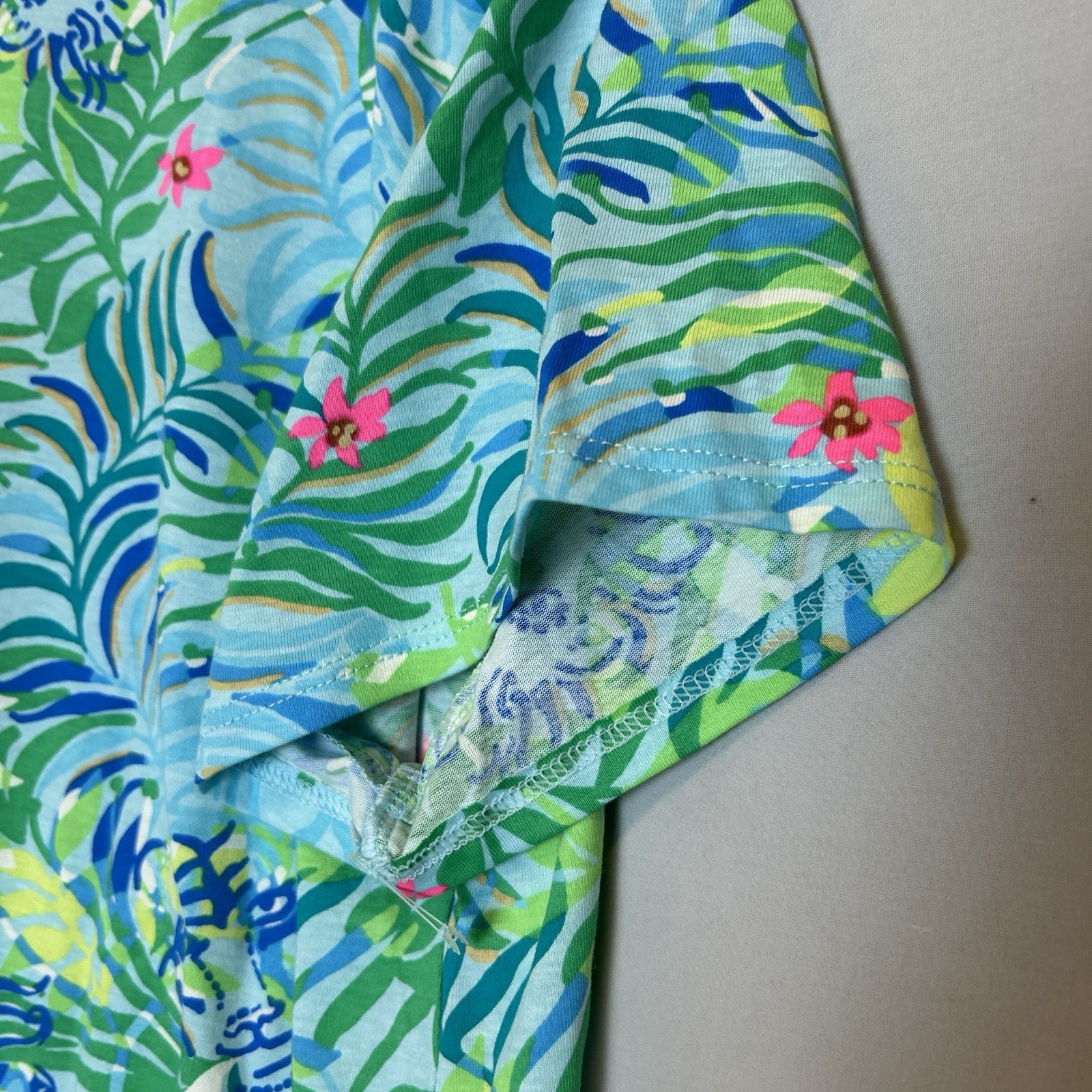 Lilly Pulitzer Dress Extra Large Blue Green Etta Short Sleeve Via Parigi Lions