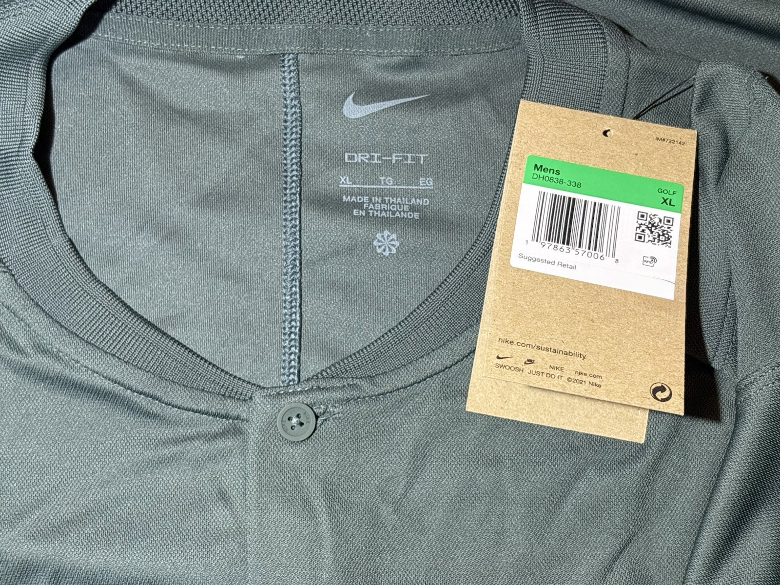 Nike Dri-FIT Victory Men’s Golf Polo Shirt Green Blade Collar DH0838-338 NEW