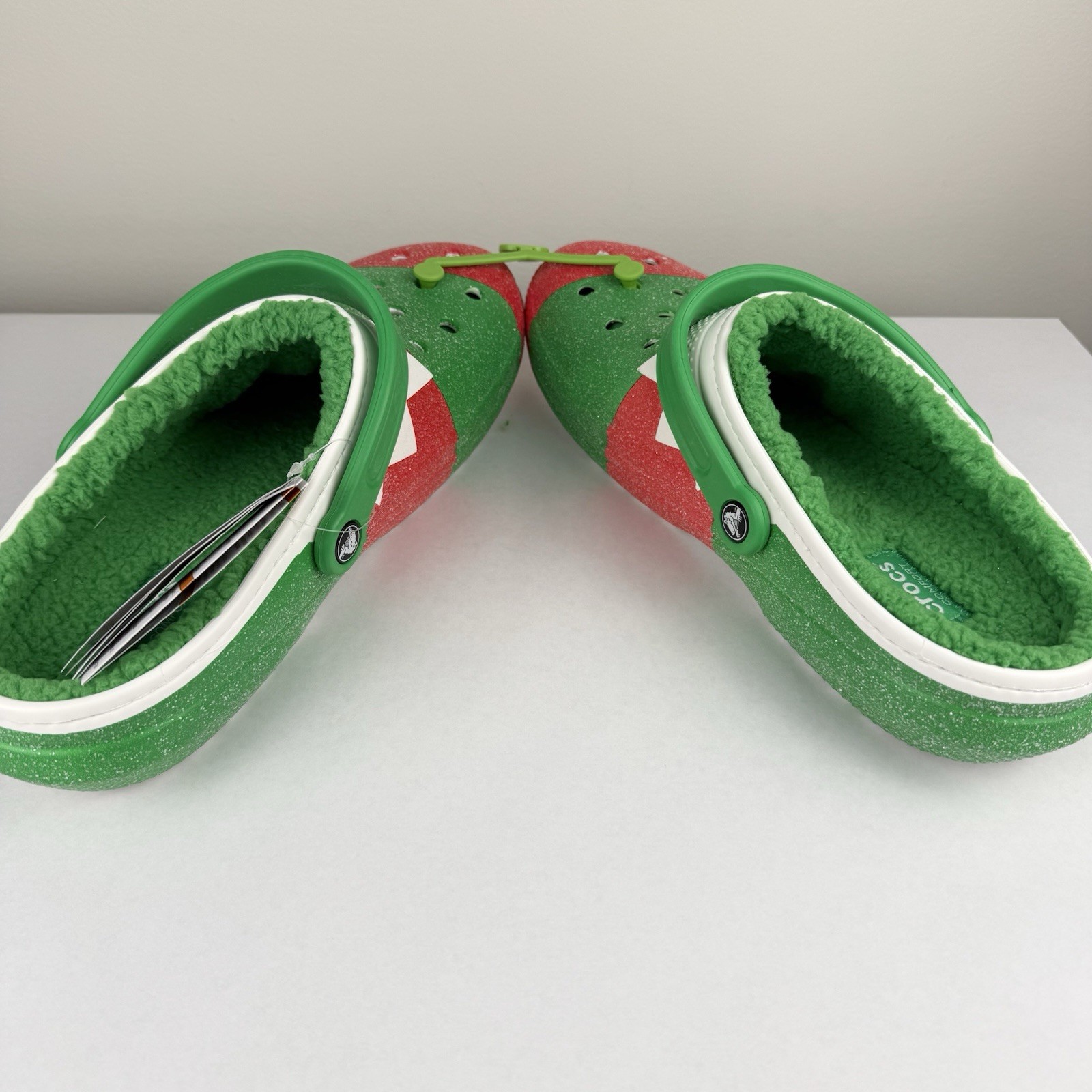 Crocs Classic Holiday Lined Clogs Fuzzy Slippers US Mens 13 NWT Red Green