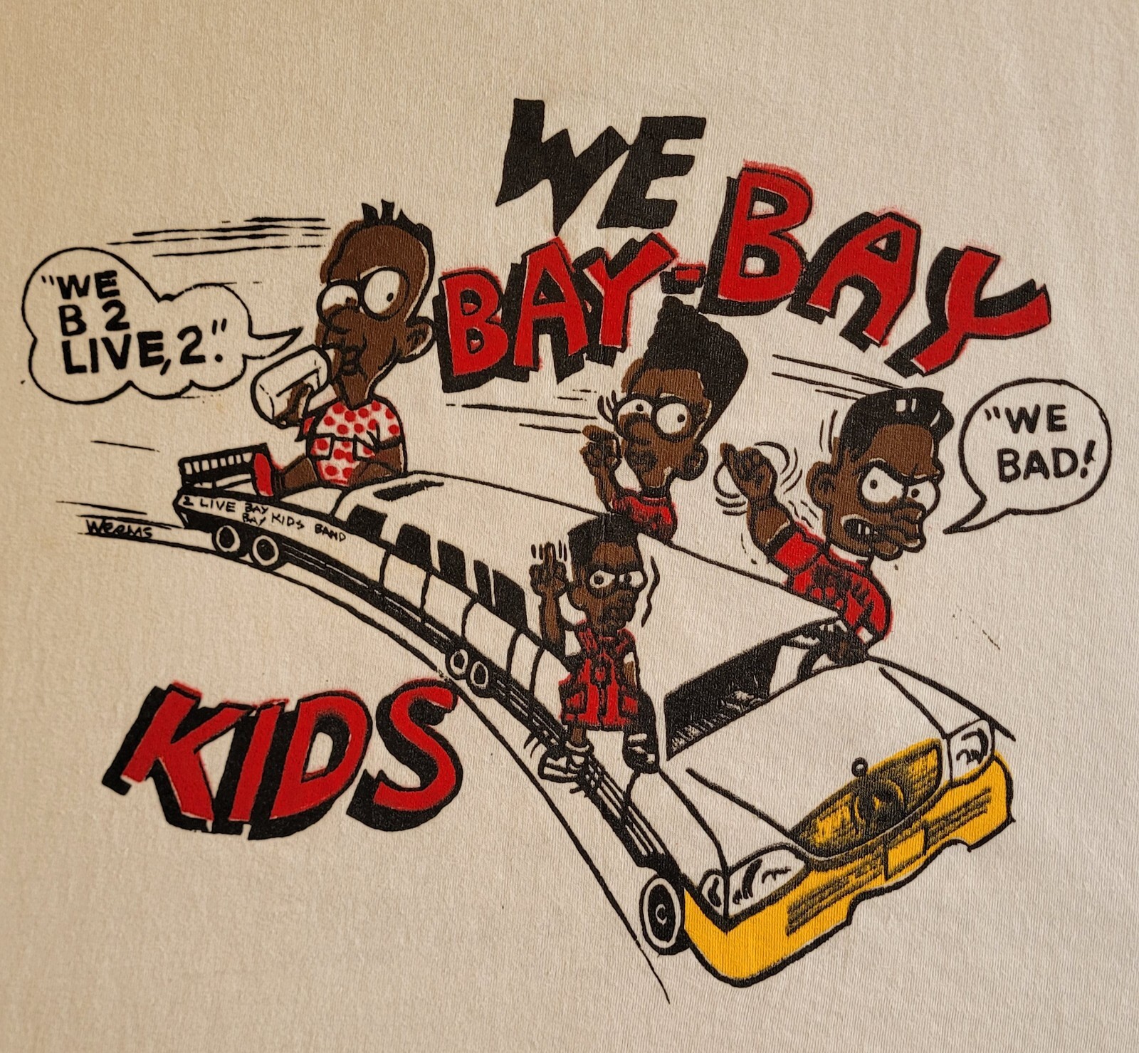 DetRetro313 “WE BAY-BAY KIDS” TWO-SIDED ORIGINAL SCREEN PRINTED IN 1990 XXXL