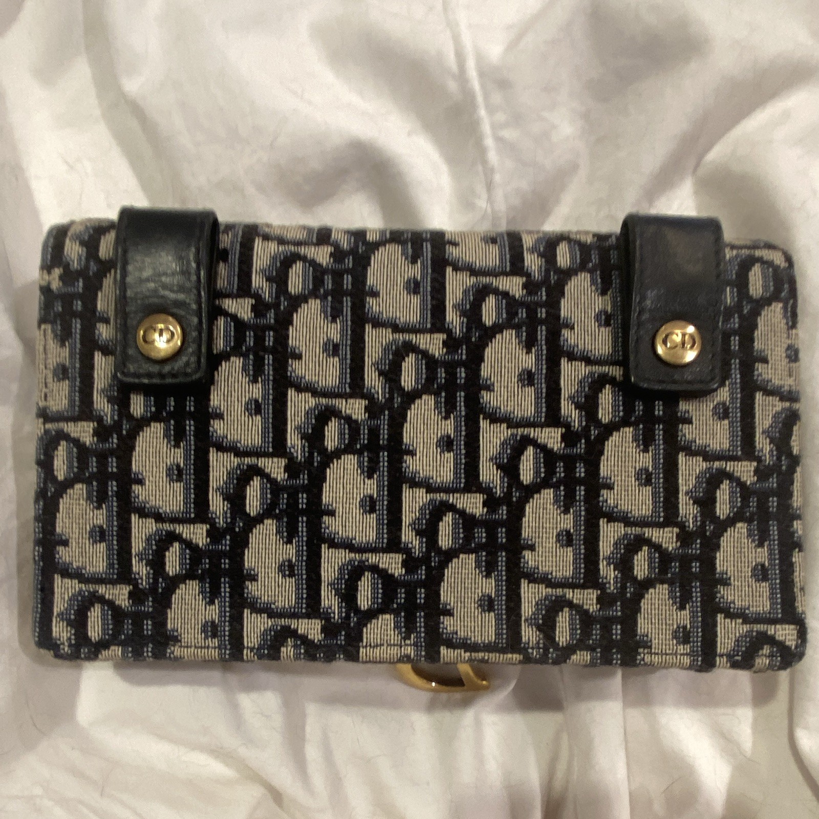 Dior Monogram Bum Bag with Dior D Buckle Beige Navy – includes strap.