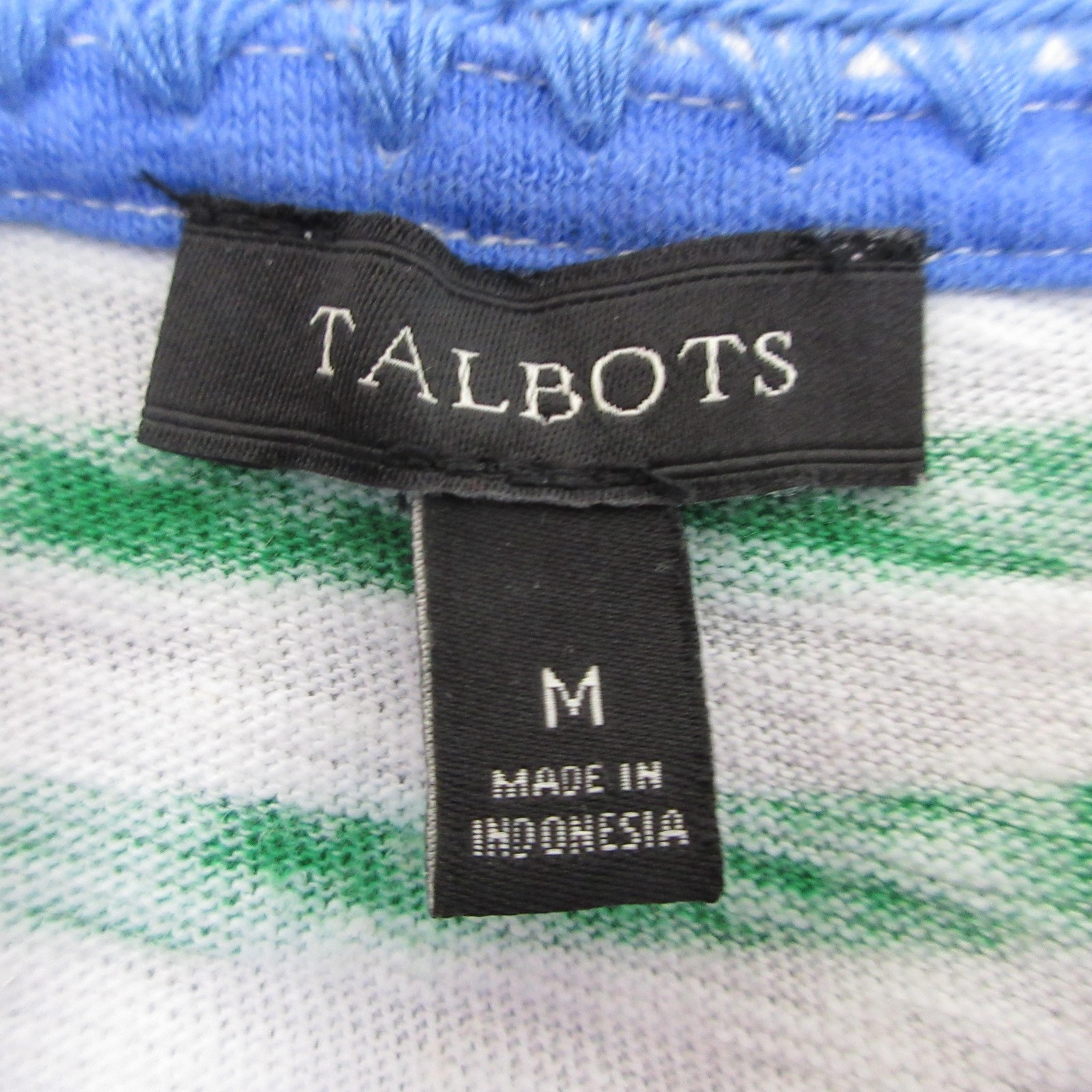 Talbots Linen Blend Tunic Top Women M Blue Green Striped Coastal Nautical Resort